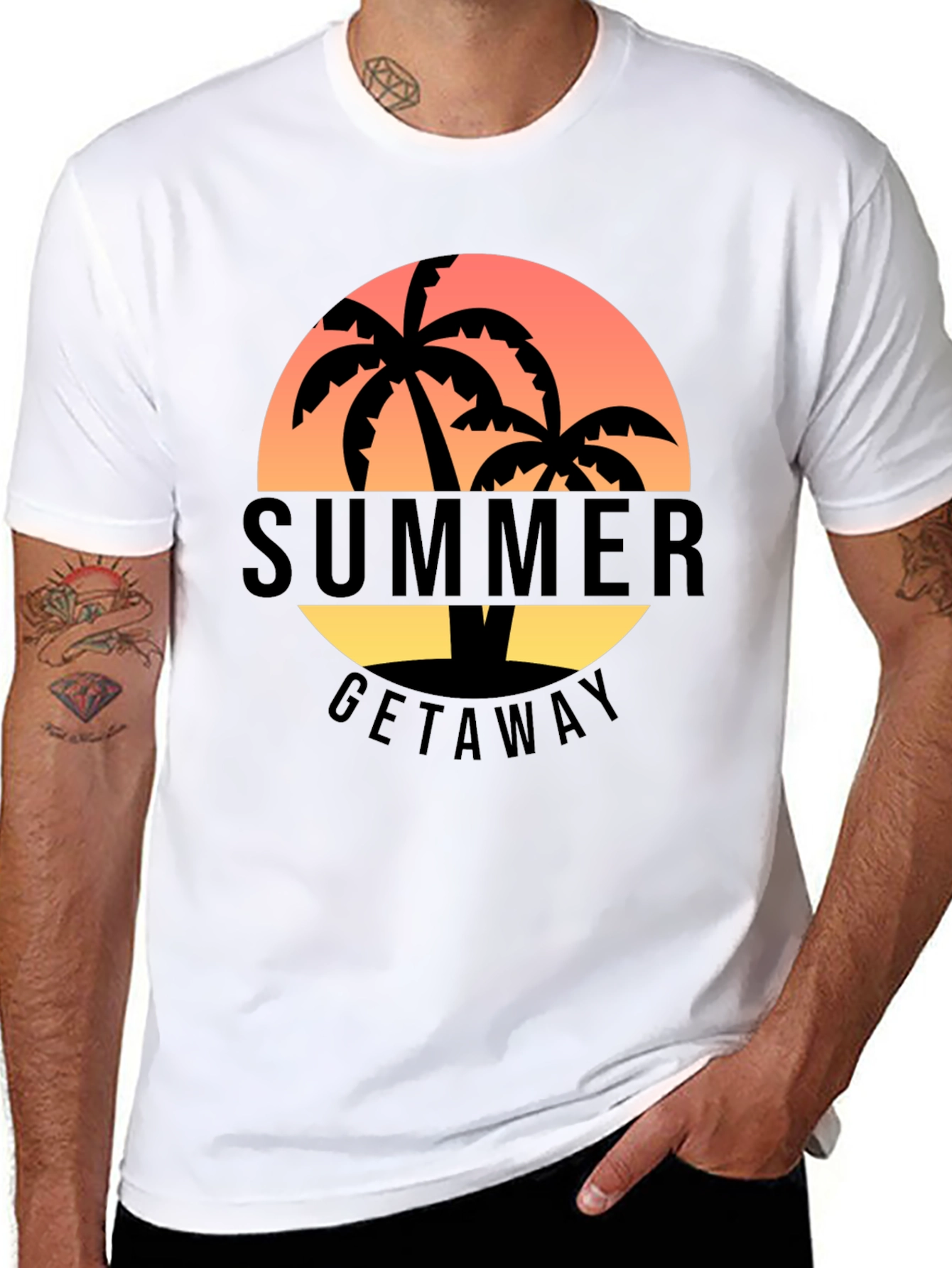 Black Summer Getaway Palm Tree Graphic T-Shirt view 8