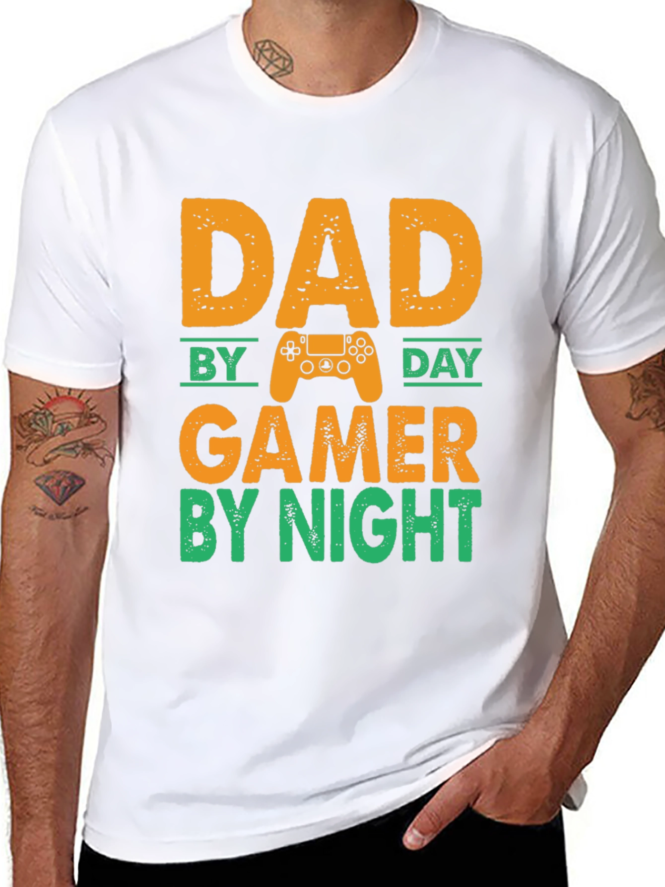 Black Dad By Day Gamer By Night T-Shirt view 8