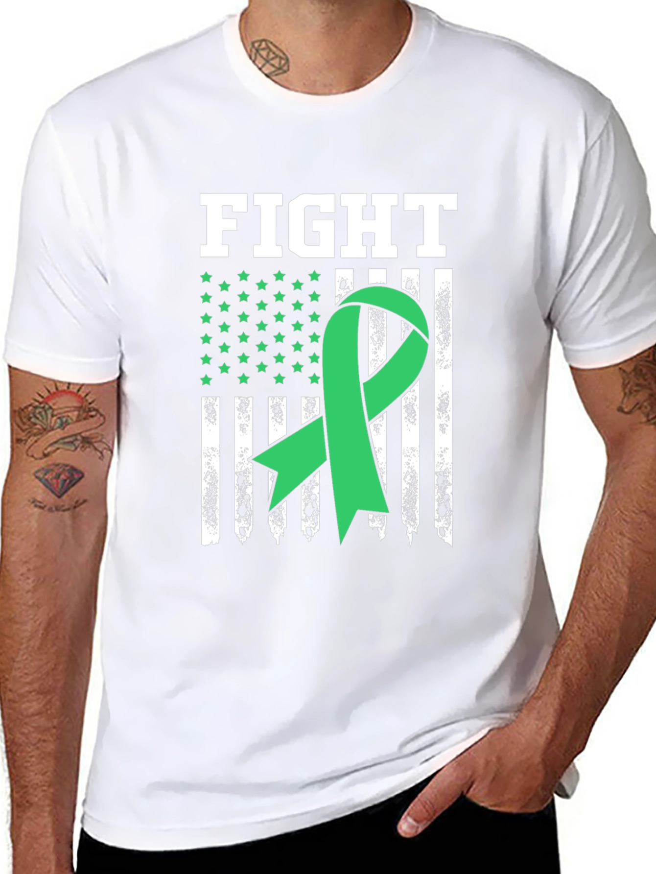 Fight Mental Health T-Shirt - Green Ribbon Awareness Tee - 8