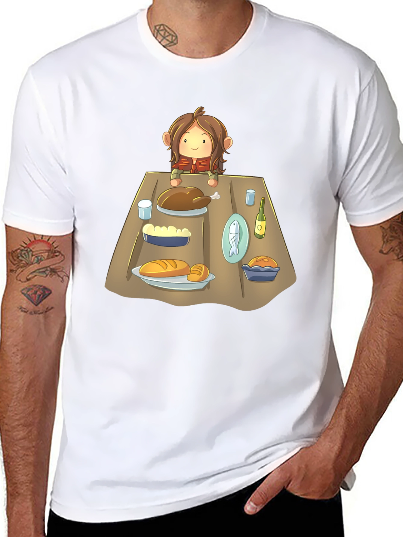 Black Hobbit Feast T-Shirt - Whimsical Lord of the Rings Apparel view 8