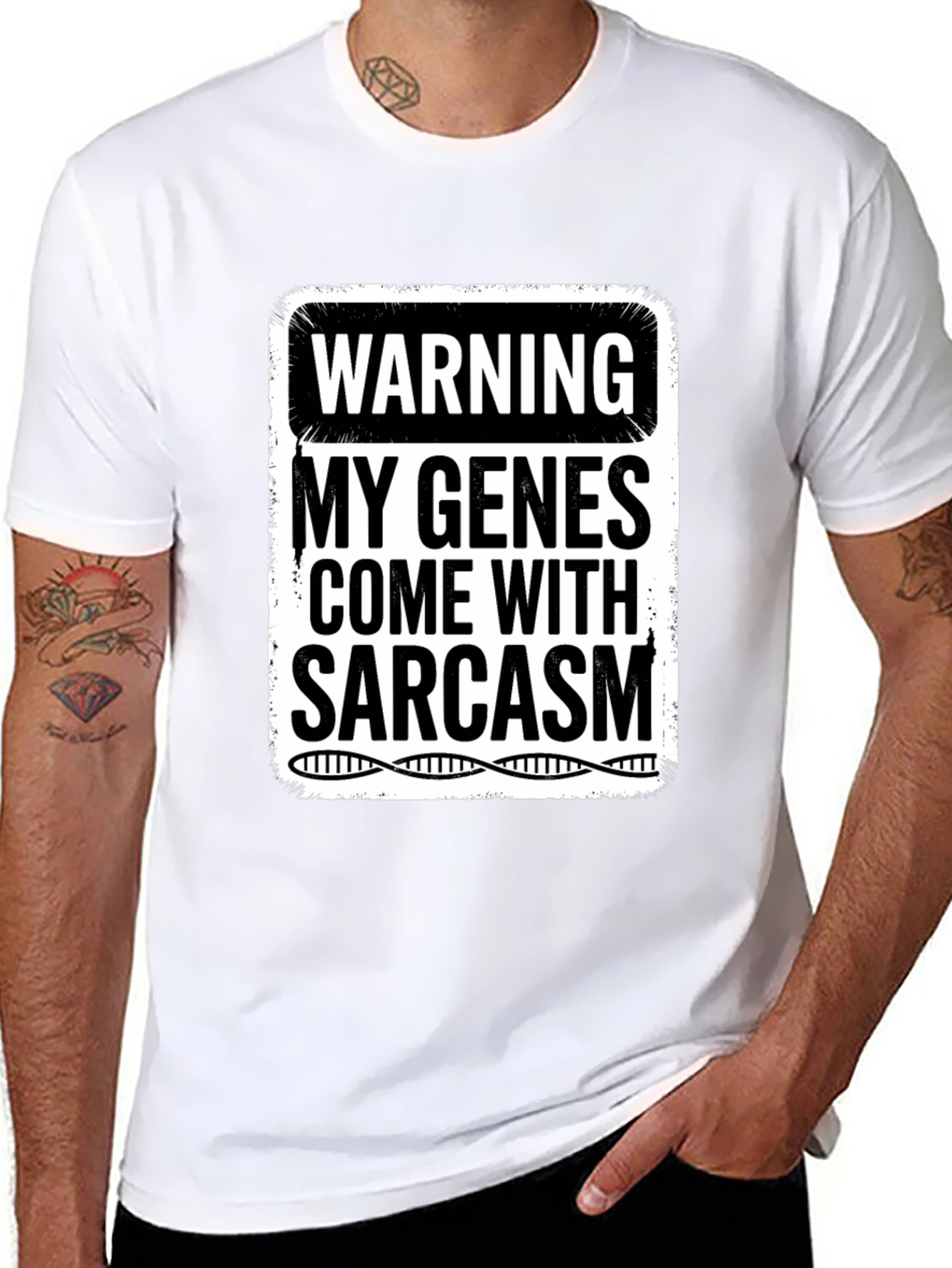 Black Sarcastic Genes Graphic Tee - Humor T-Shirt view 8