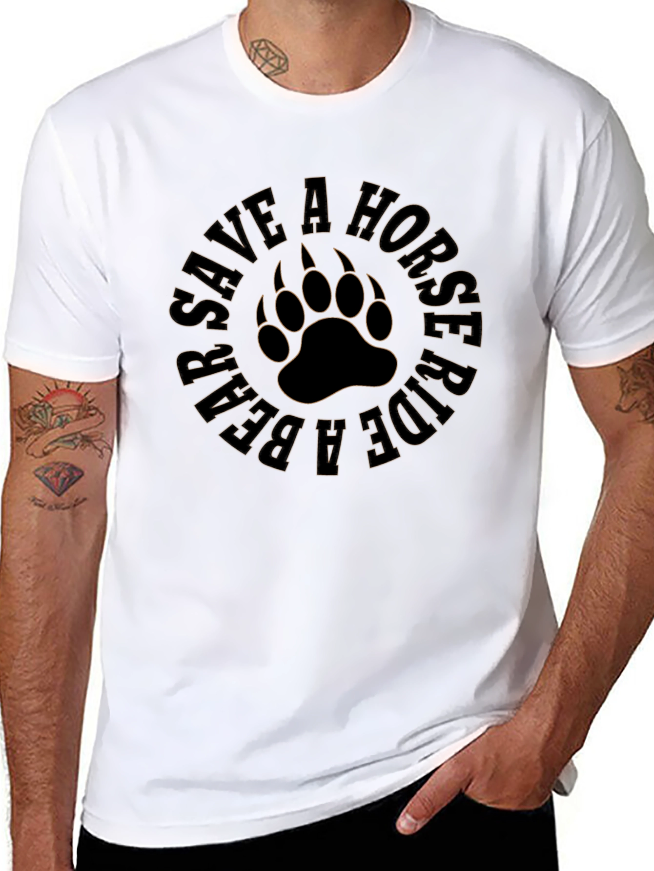Black Bear Paw T-Shirt: Save a Horse, Ride a Bear view 8