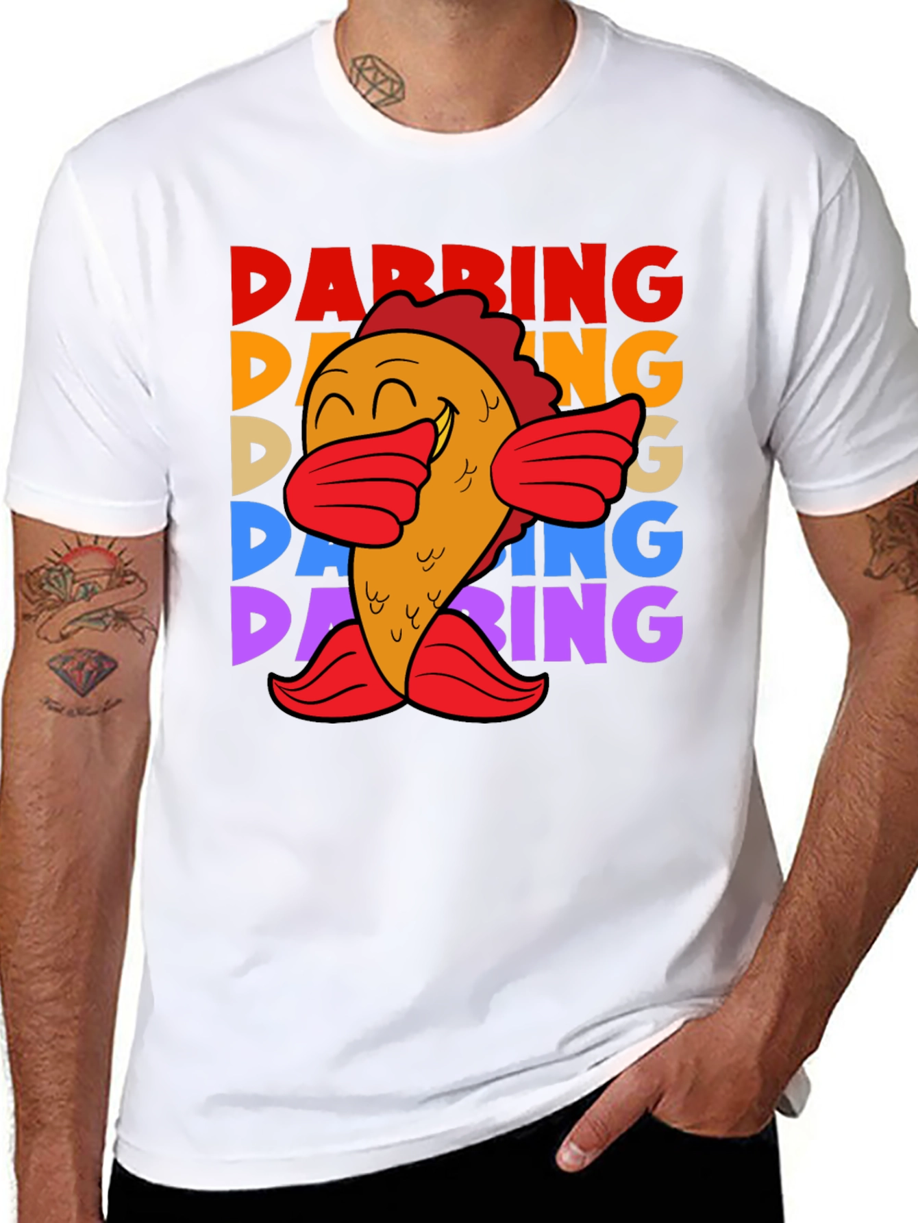 Black Dabbing Fish Graphic Tee - Fun, Unique, Trendy view 8