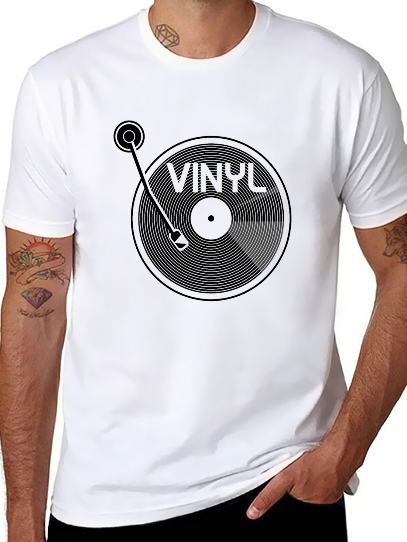 Black Vinyl Record Player Graphic T-Shirt view 8