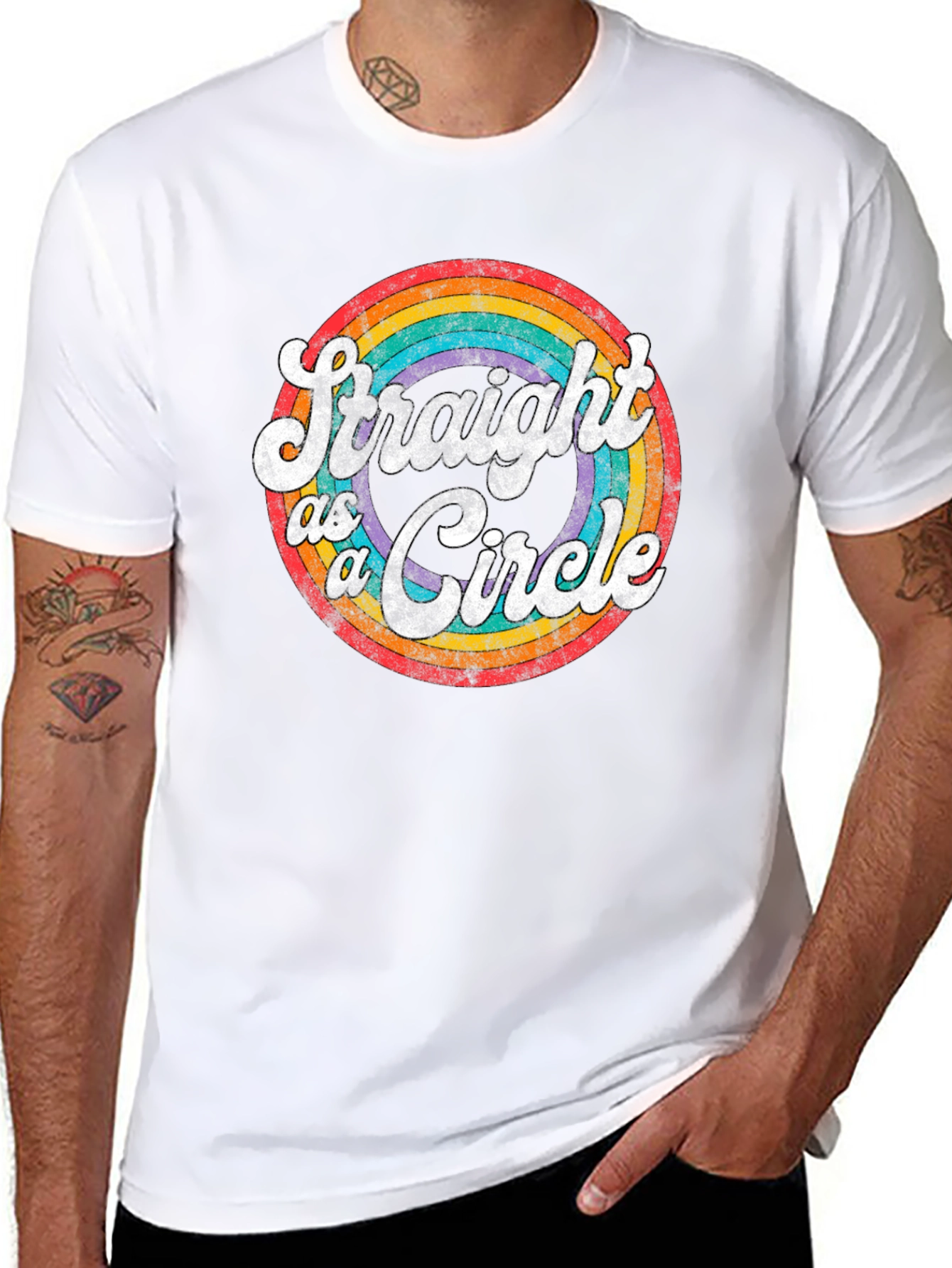 Black Straight as a Circle Graphic Tee - Pride LGBTQ+ Shirt view 8