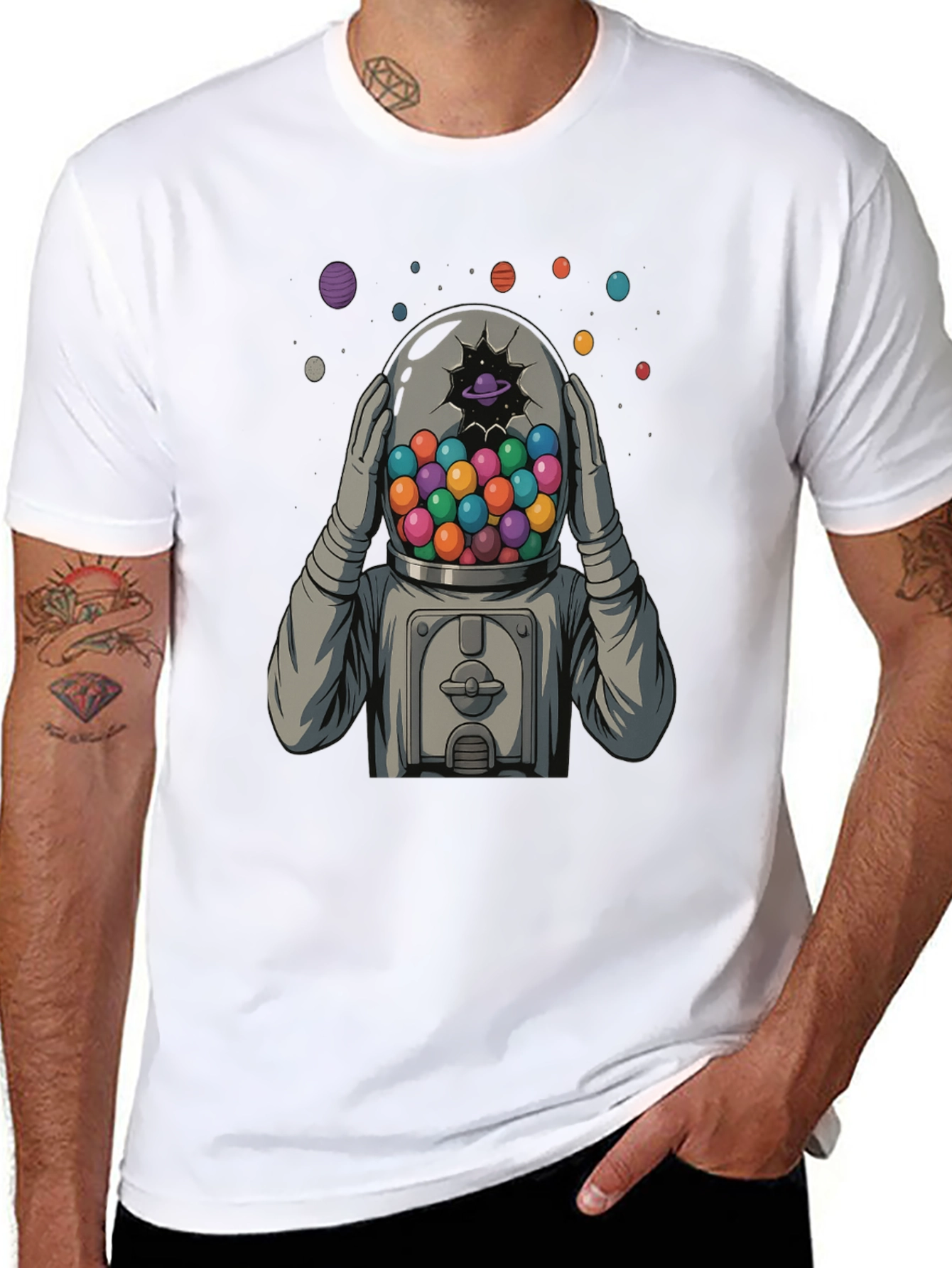 Black Astronaut Gumball Head Graphic Tee view 8