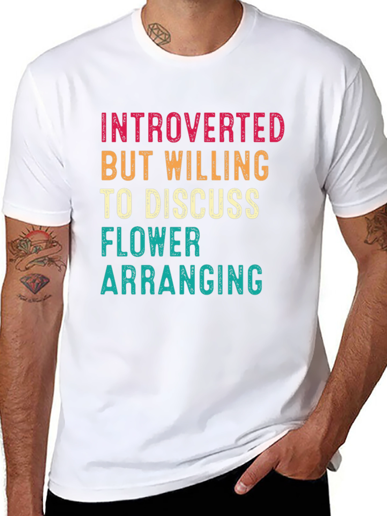 Black Introverted Flower Arranging Graphic Tee view 8