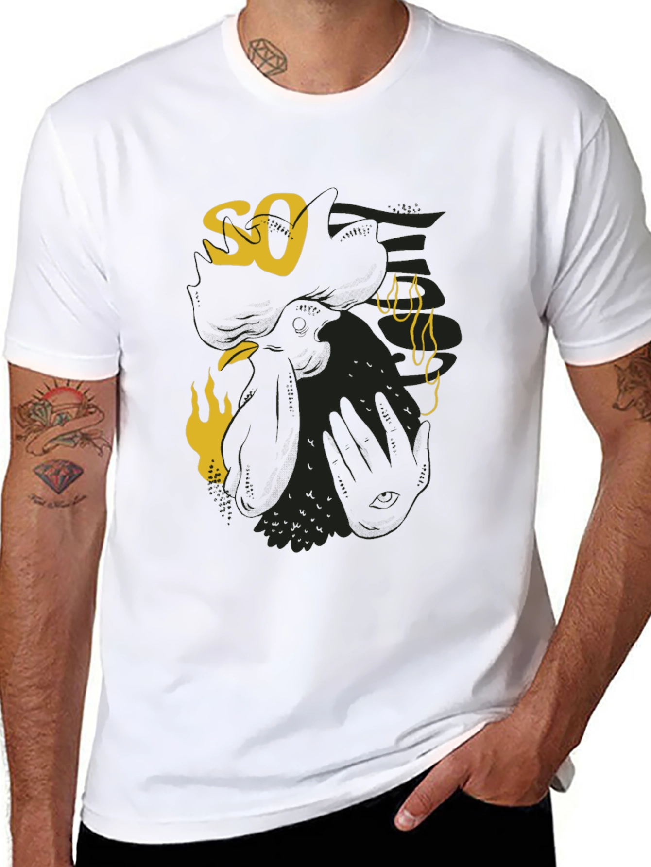 Black Graphic Print Men's Black Tee view 8