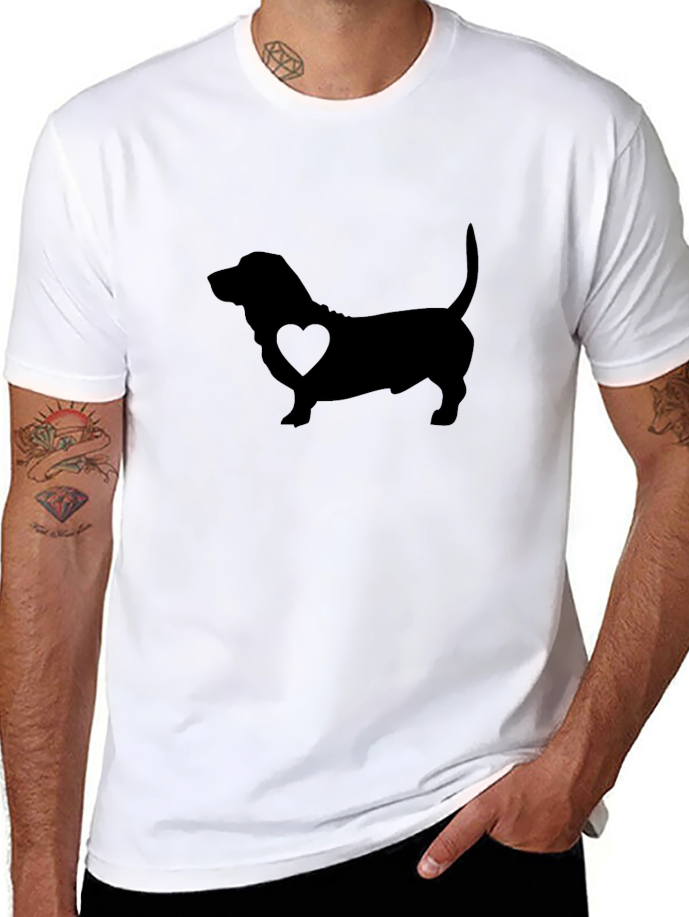 Black Dachshund Love Men's Black T-Shirt view 8