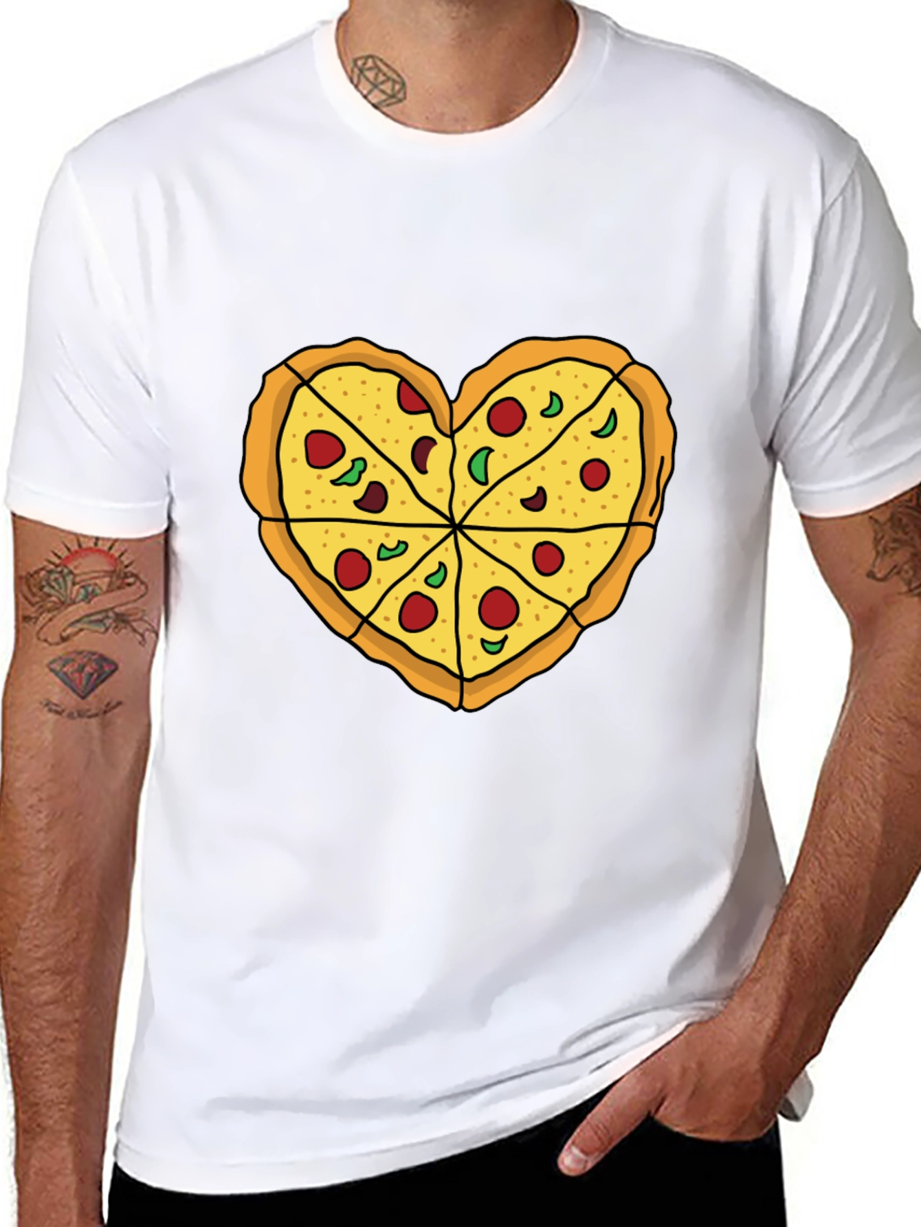 Black Pizza Heart Graphic Tee -  Food Lover's T-Shirt view 8