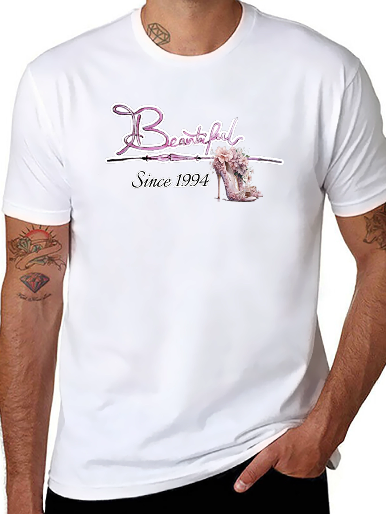Beautiful Since 1994 Floral Heel T-Shirt - 8