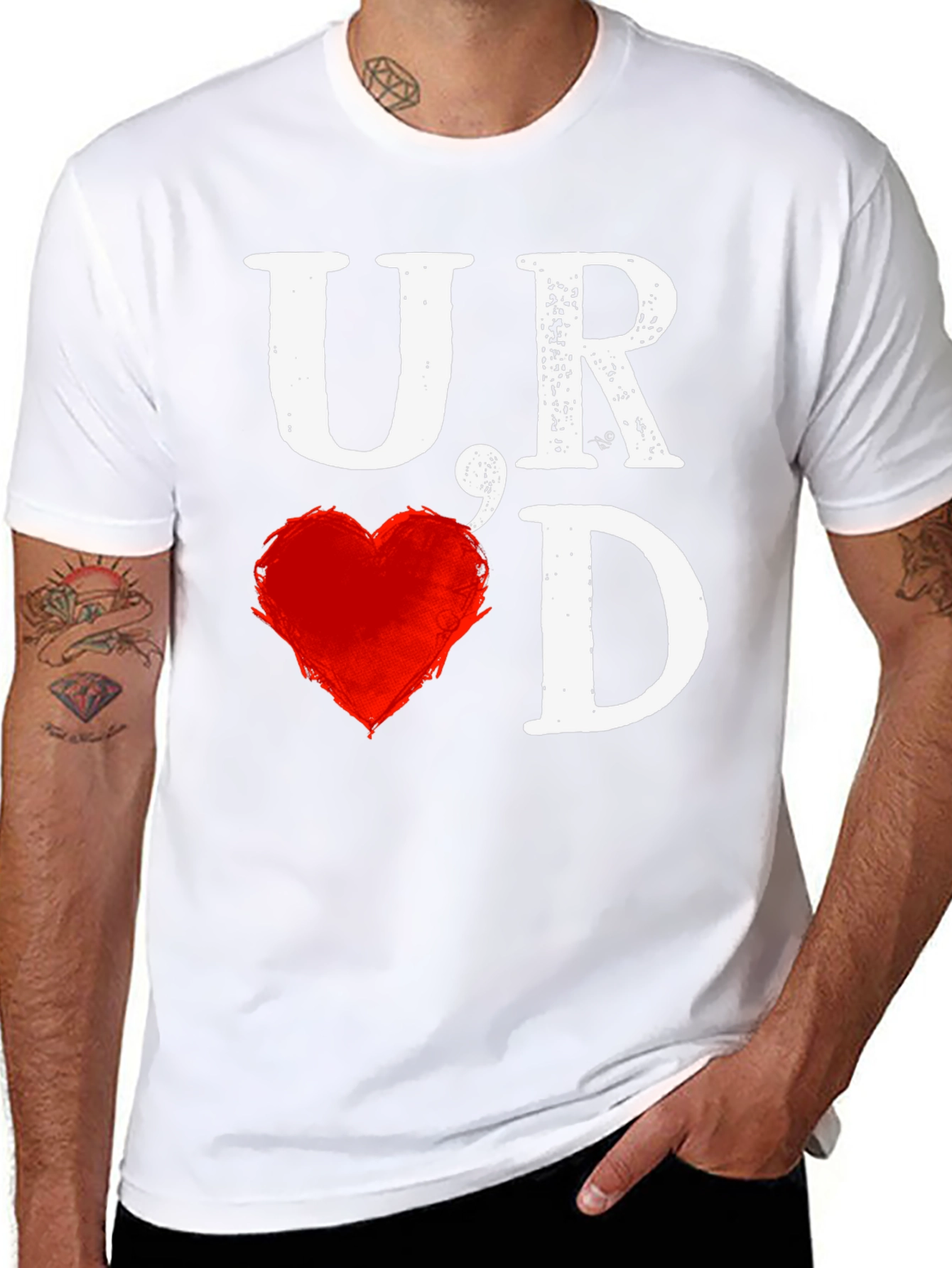 Black U Heart D T-Shirt - Bold Graphic Tee view 8
