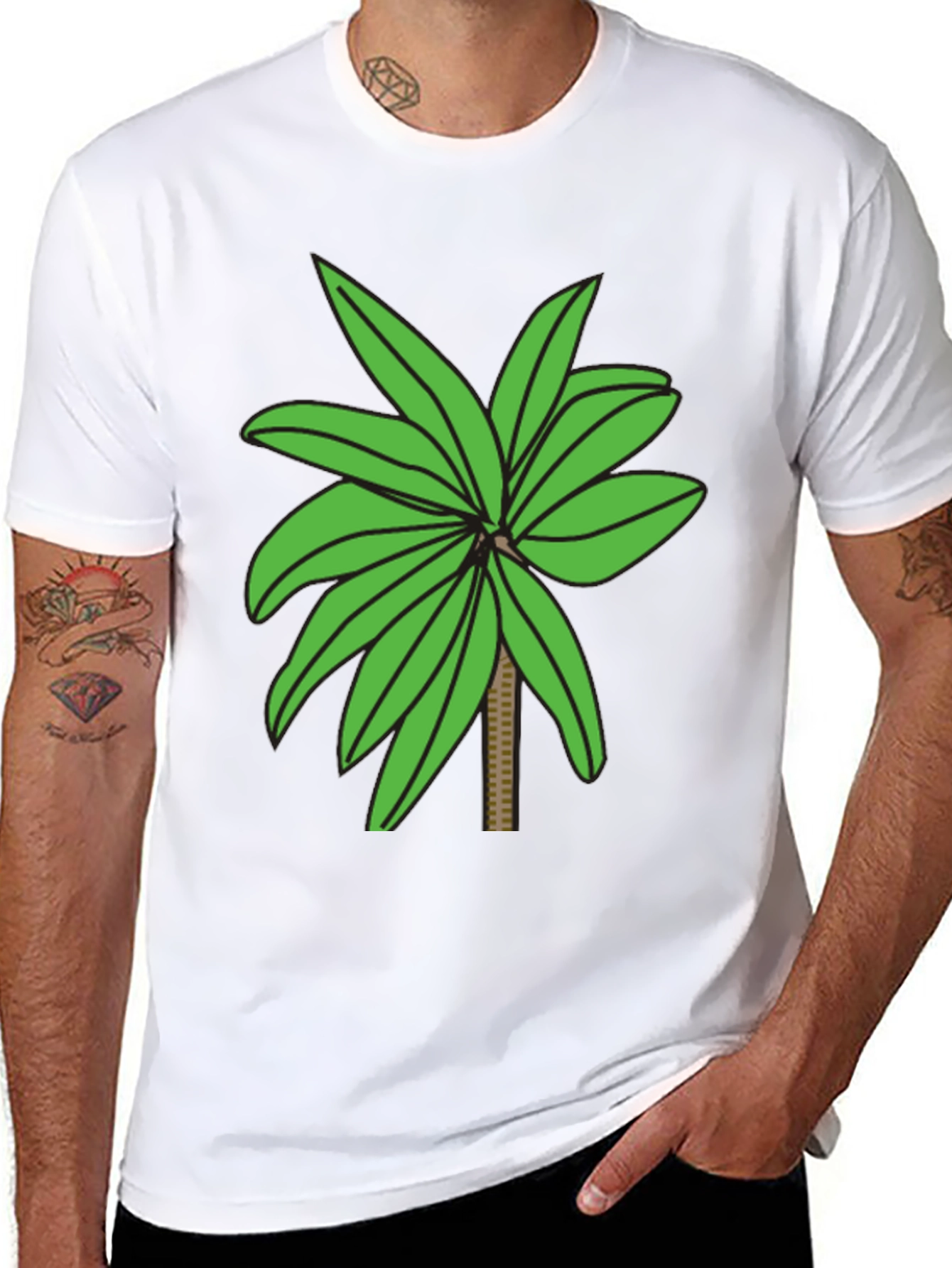 Black Tropical Palm Tree Graphic T-Shirt view 8
