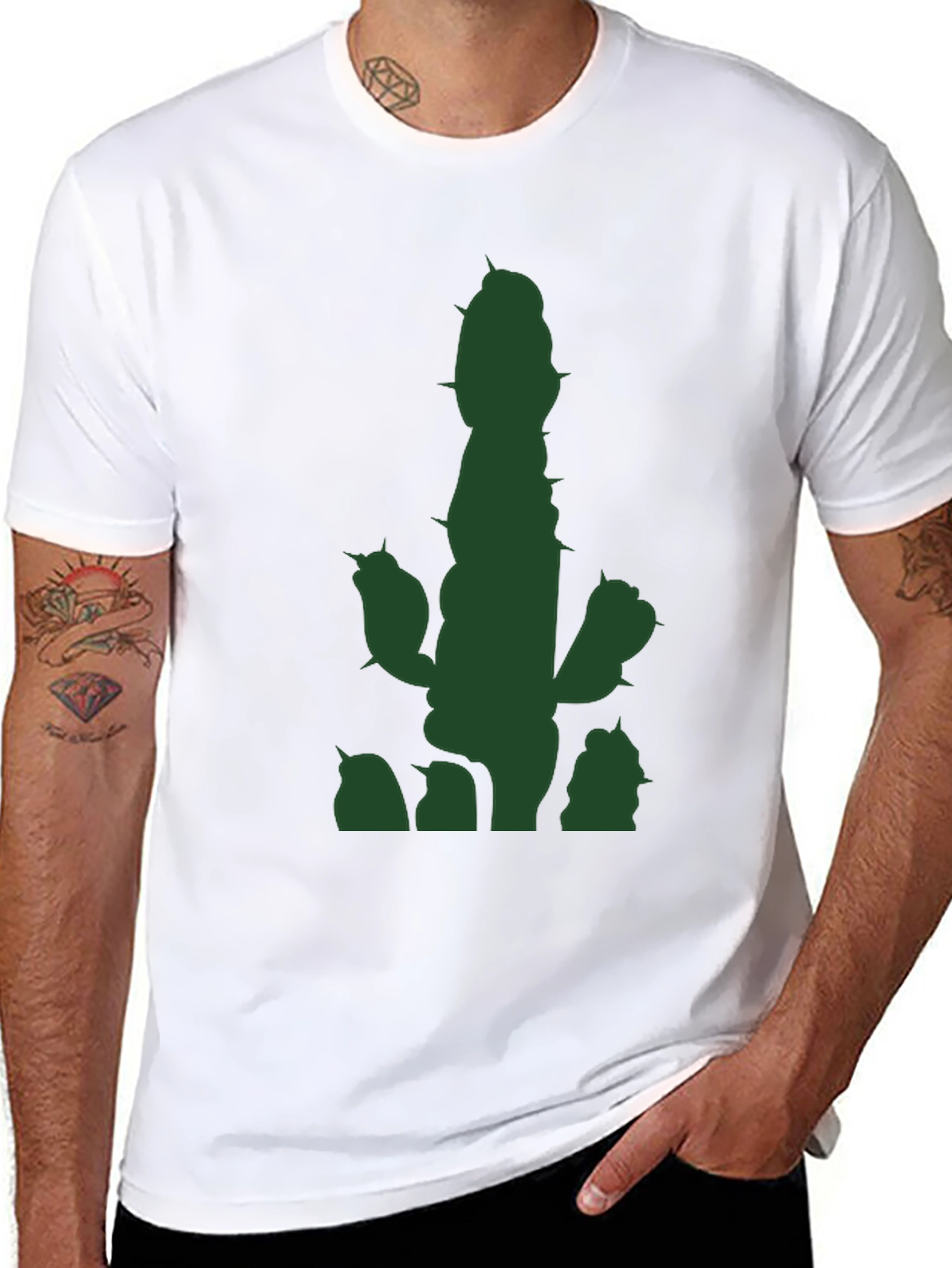 Black Cactus Graphic T-Shirt - Black Casual Tee view 8