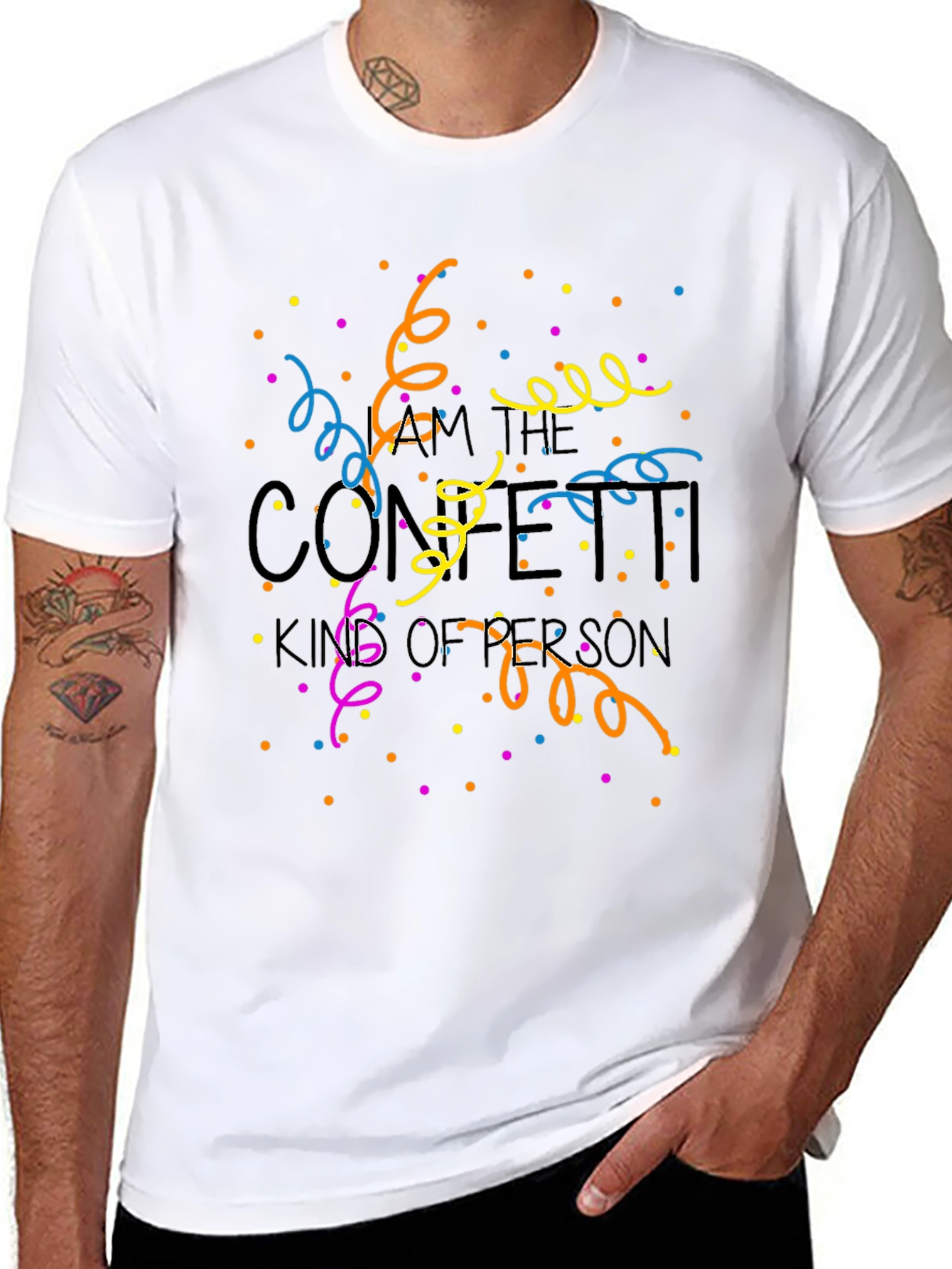 Black Confetti King T-Shirt - Novelty Party Tee view 8