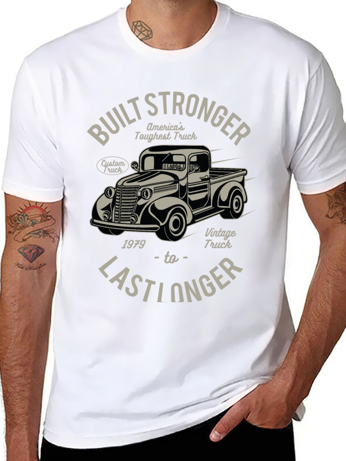 Black Vintage Truck T-Shirt - Built Stronger, Last Longer view 8