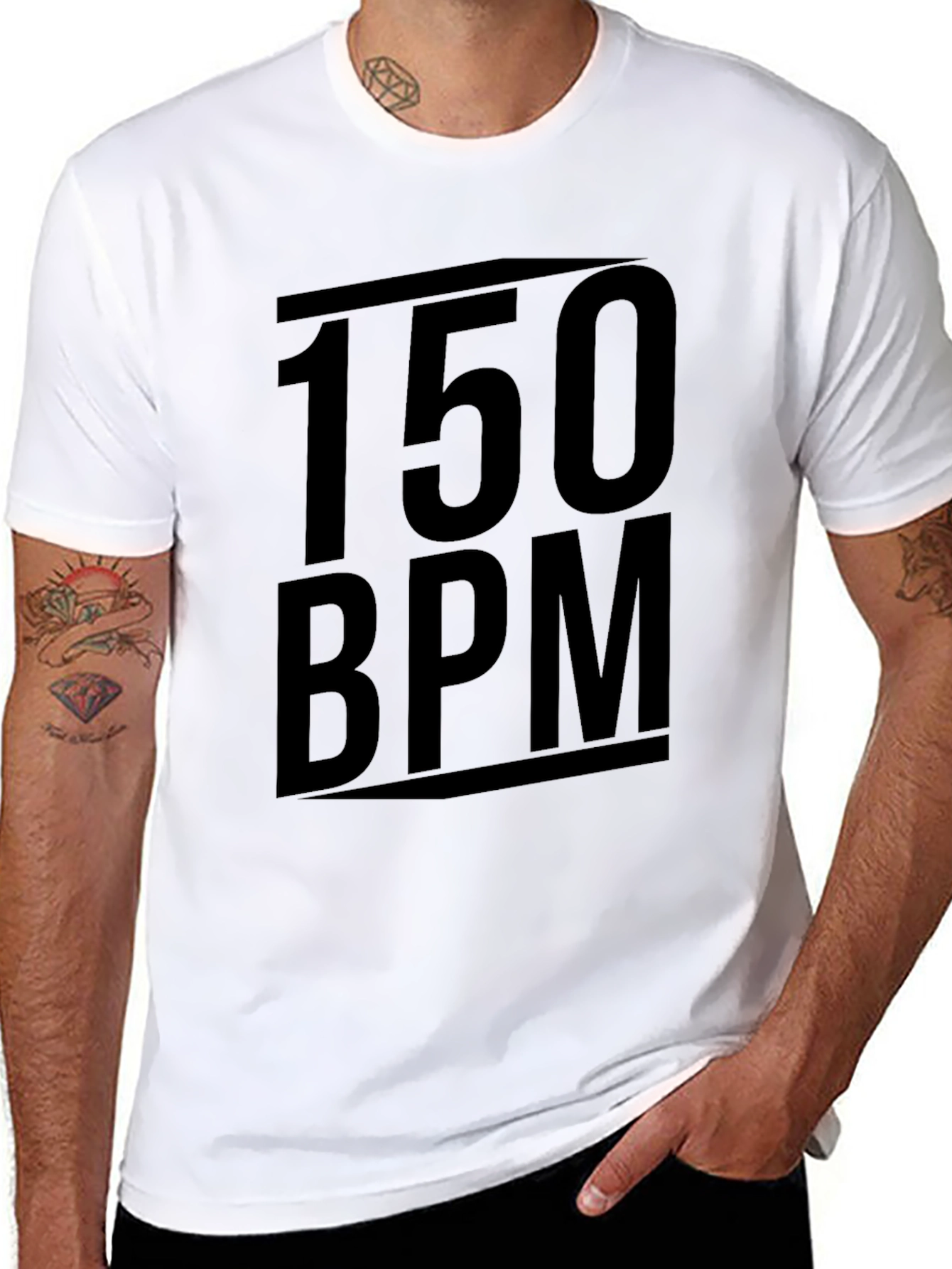 Black 150 BPM Black Graphic Tee - Music Lover Shirt view 8