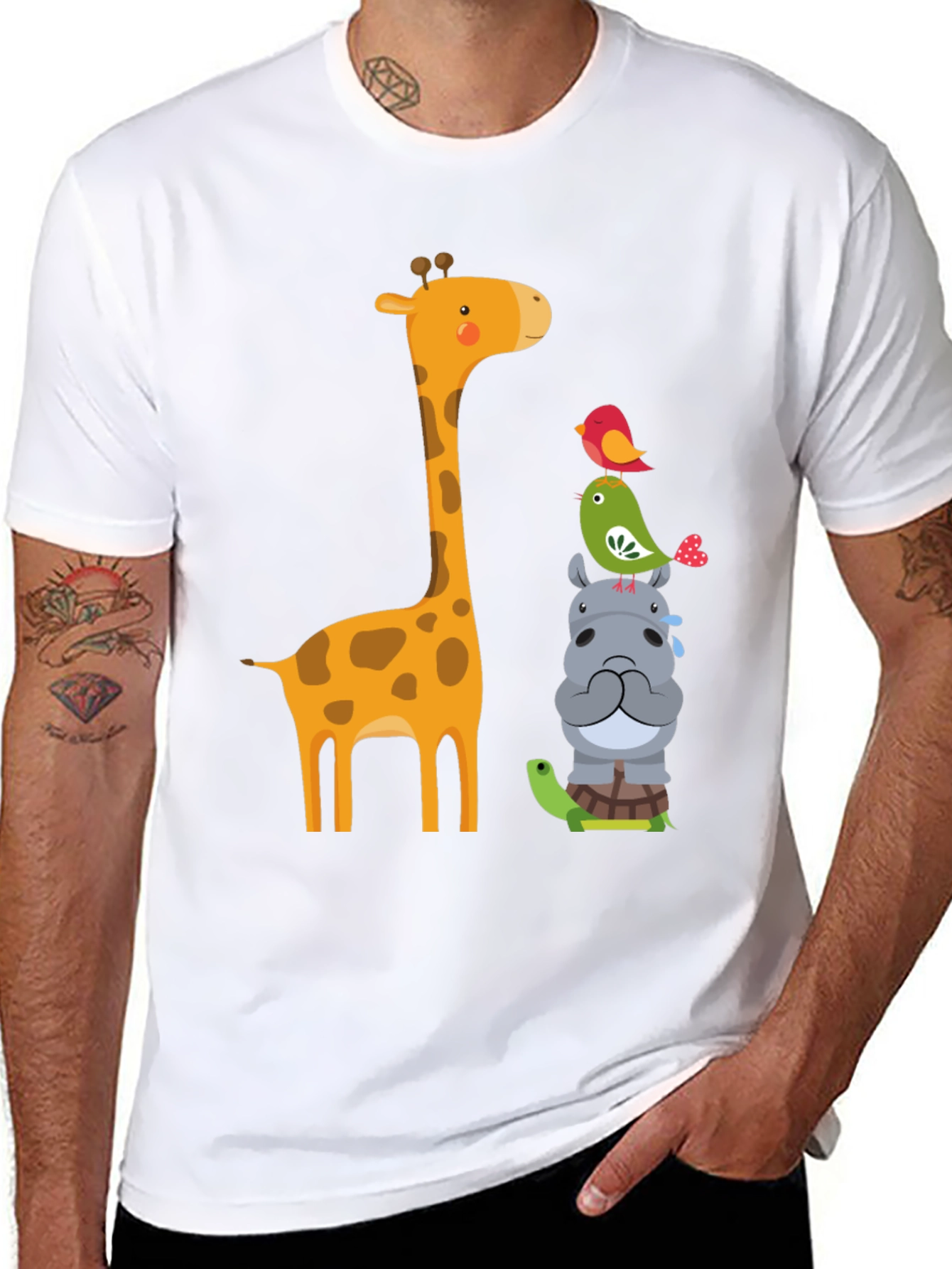 Black Cute Animal Stack T-Shirt view 8