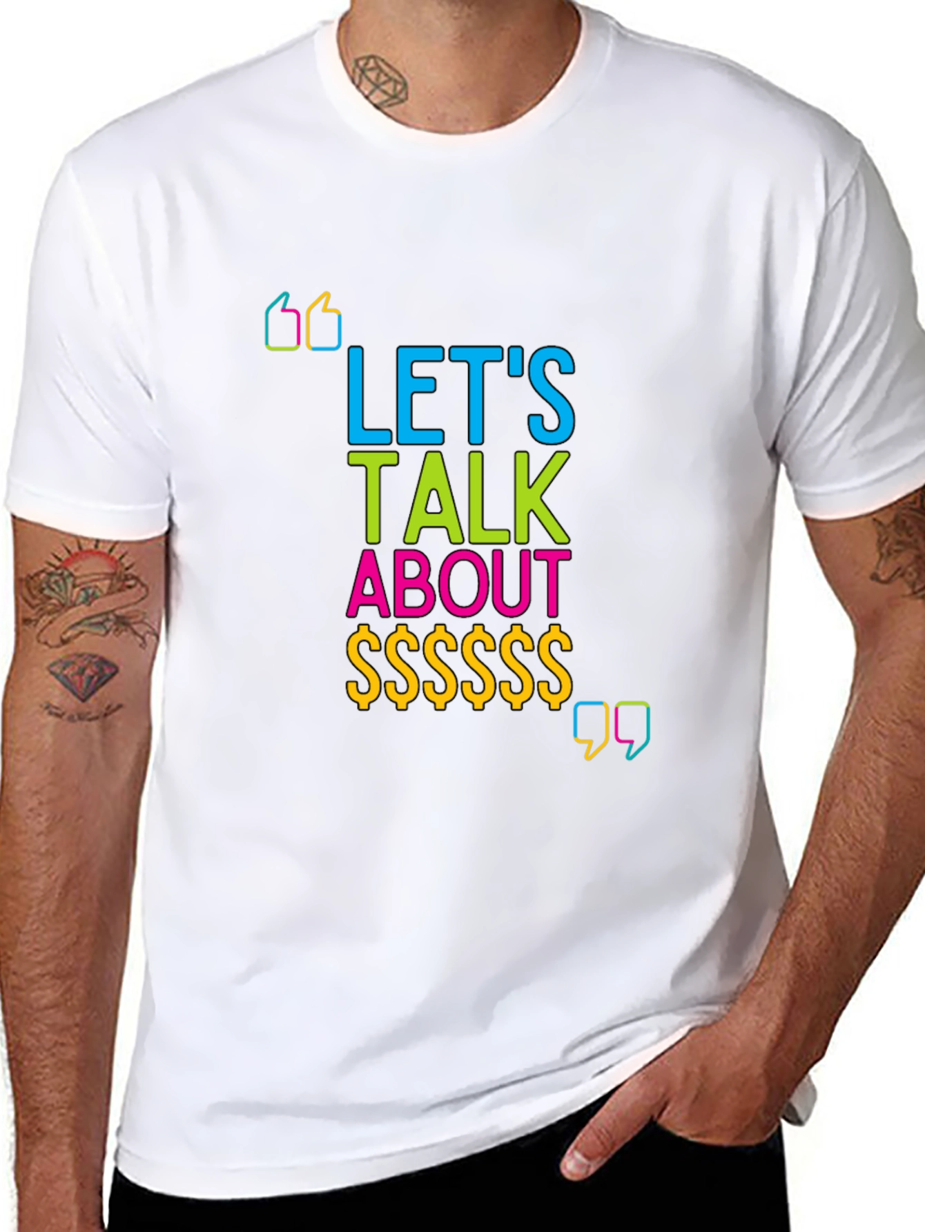 Black Let's Talk About Money Graphic T-Shirt view 8