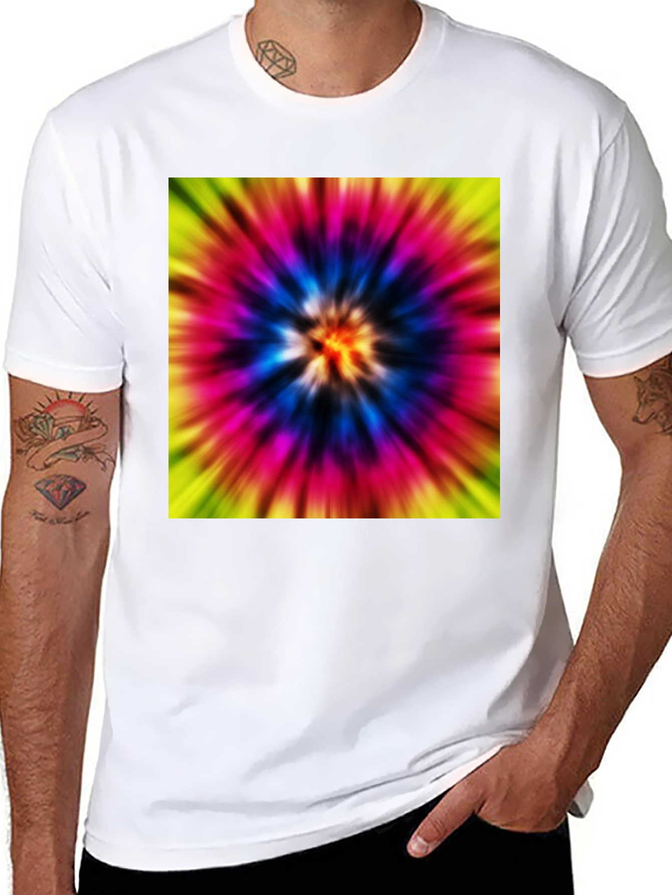 Black Tie-Dye Graphic Black T-Shirt view 8