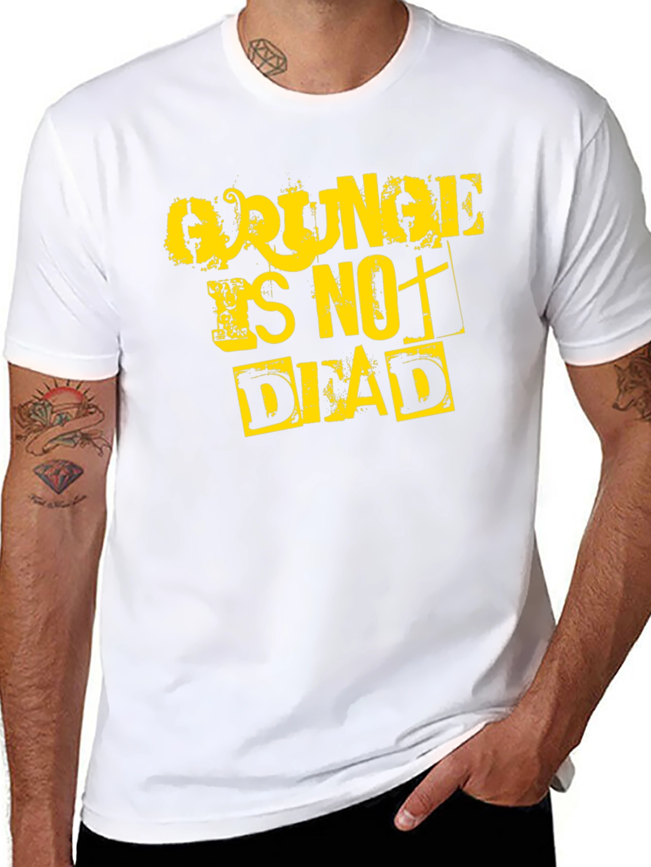 Black Grunge Is Not Dead Graphic Tee - Black Cotton T-Shirt view 8