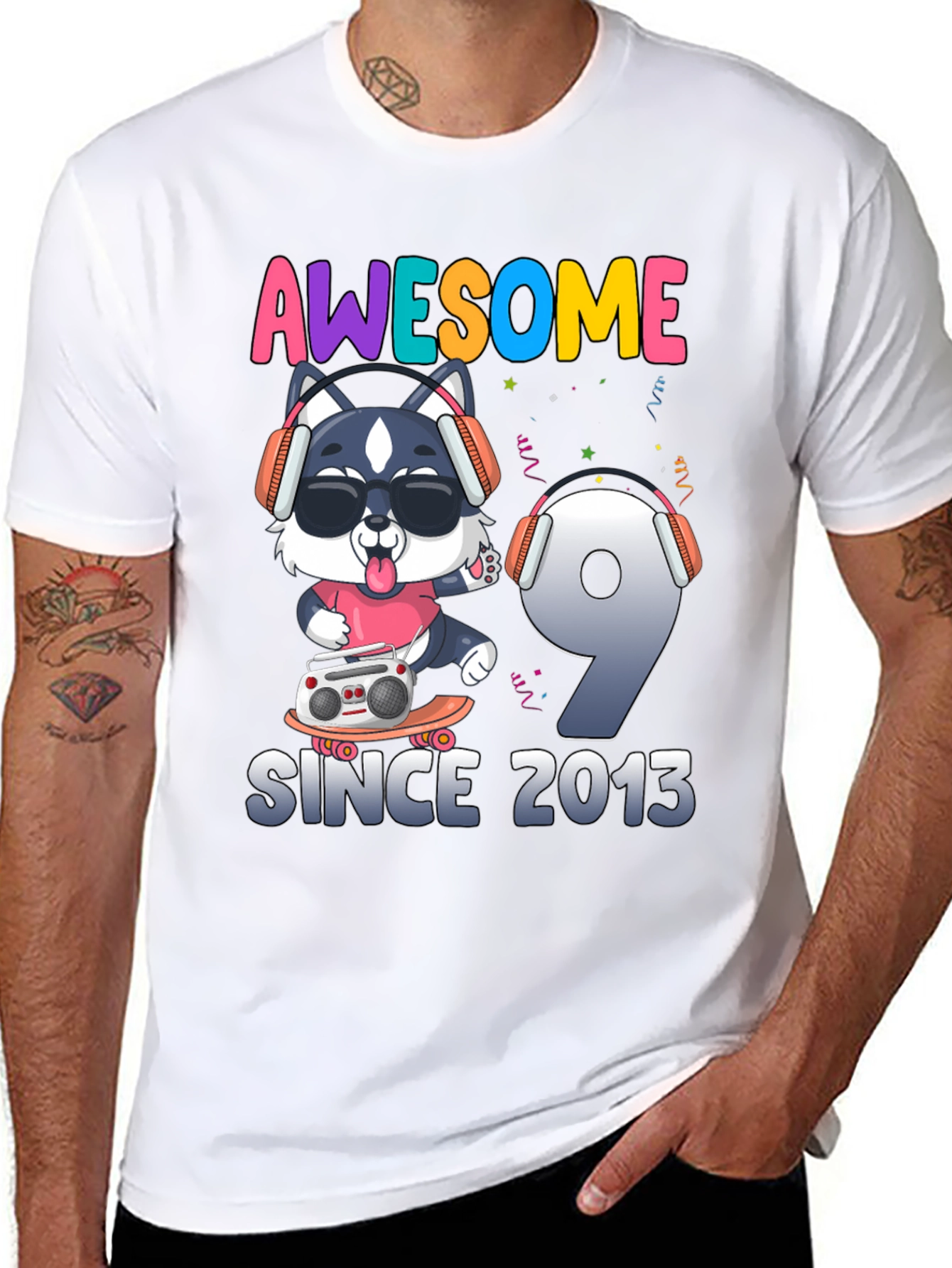 Black Awesome Since 2013 T-Shirt view 8