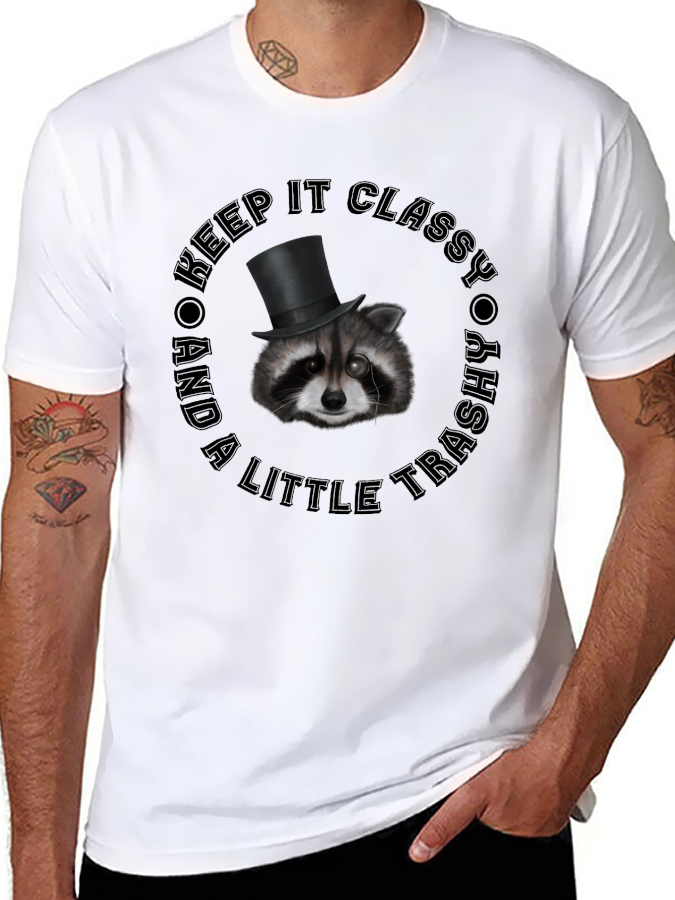 Black Classy Trashy Raccoon T-Shirt view 8