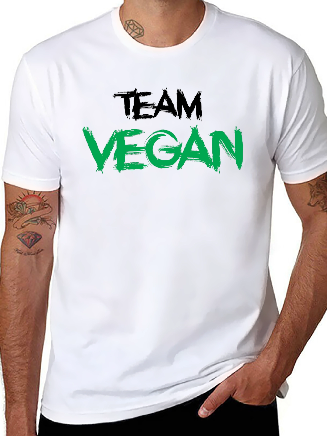 Black Team Vegan Black Crew Neck T-Shirt view 8