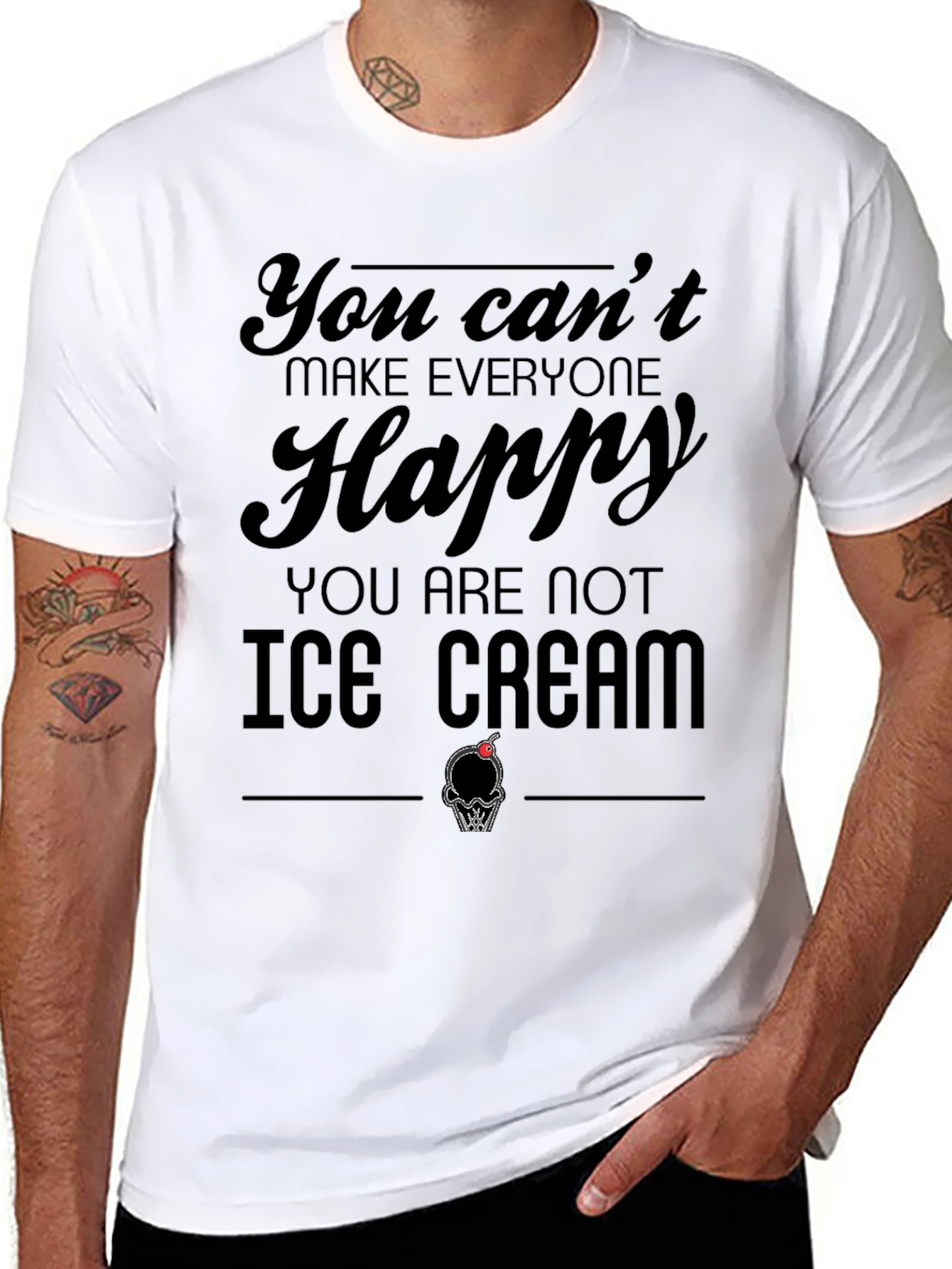 Black You Can't Make Everyone Happy Ice Cream T-Shirt view 8