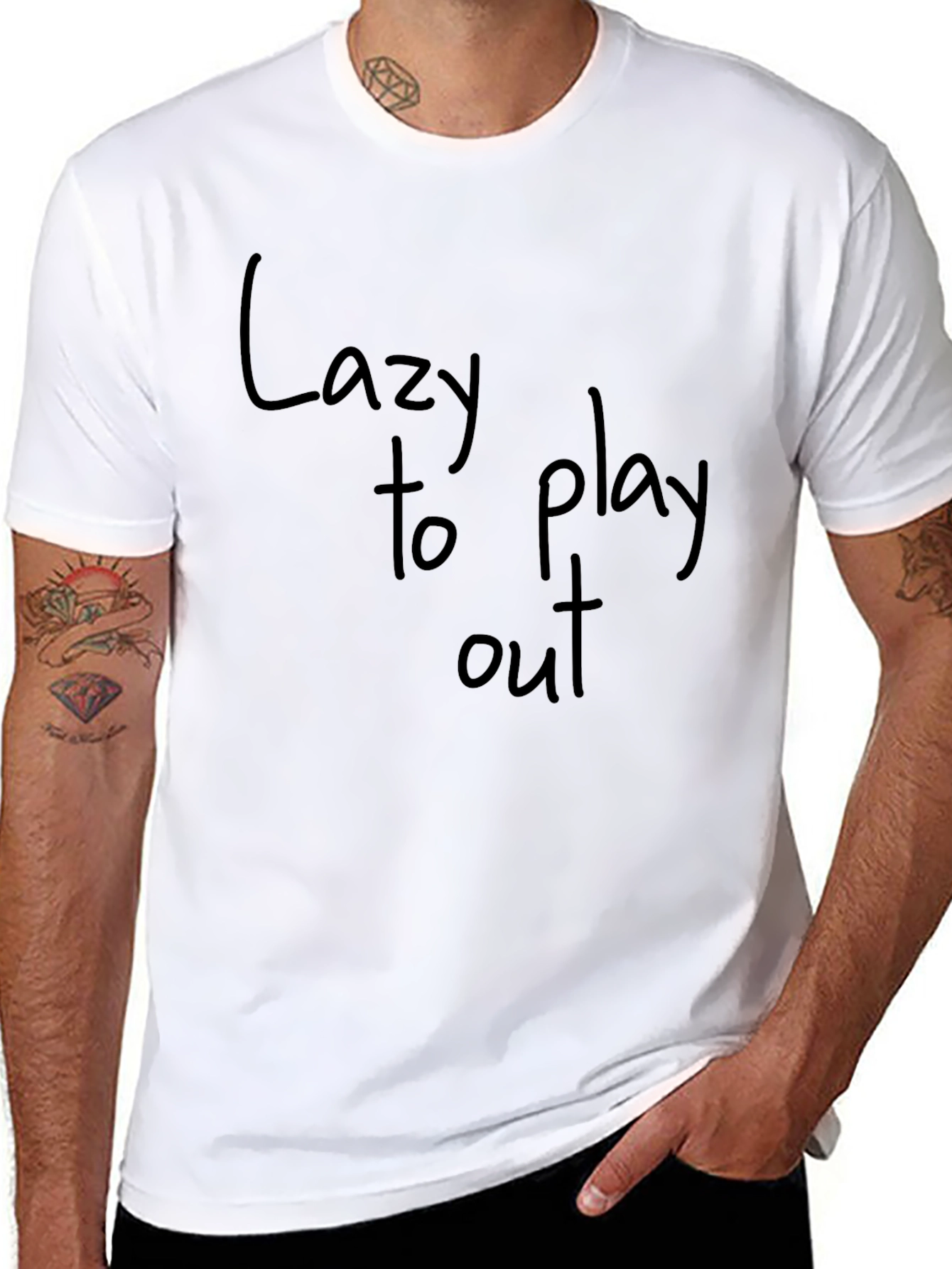 Black Lazy to Play Out Graphic T-Shirt view 8