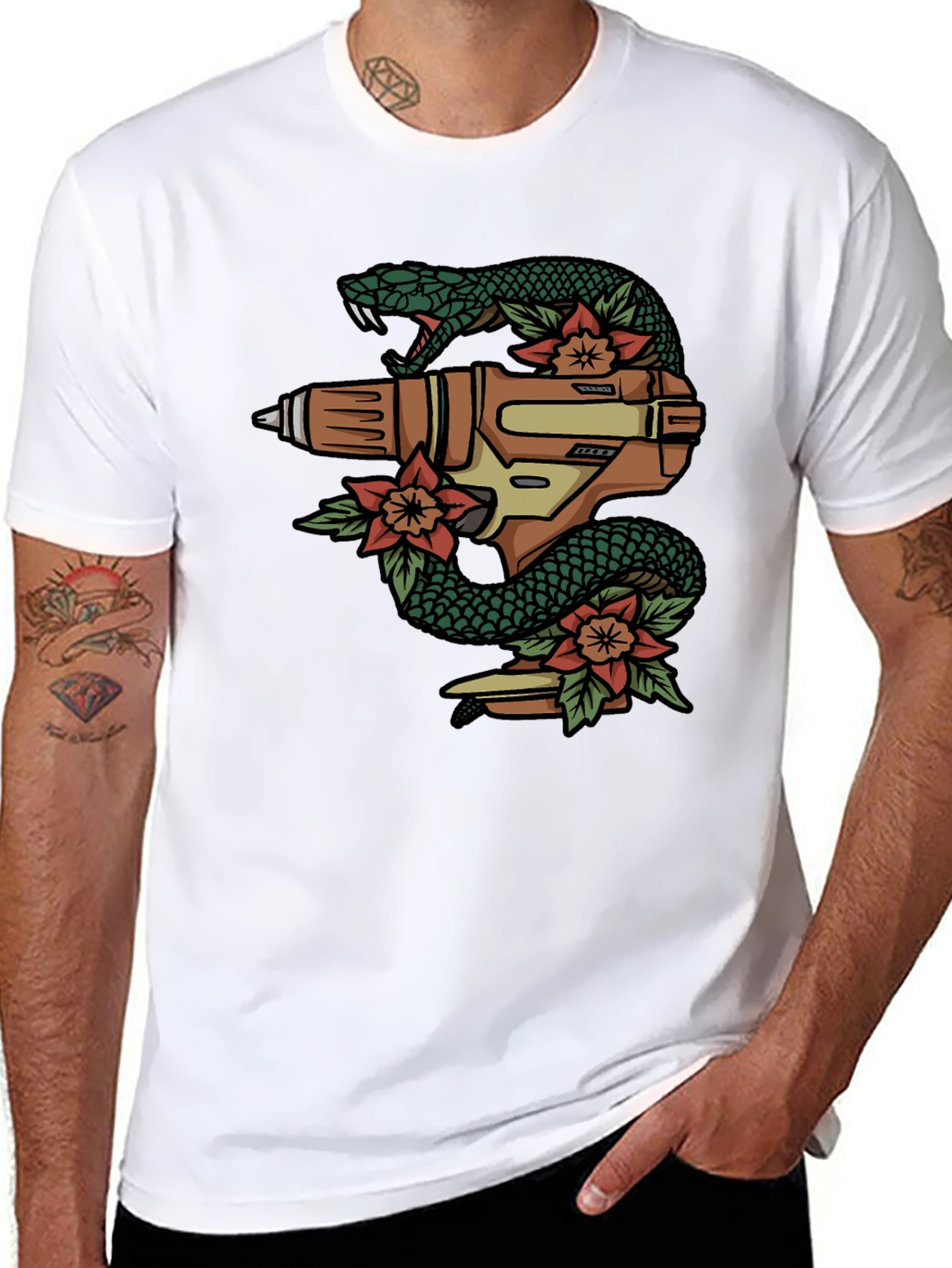 Black Snake Drill T-Shirt - Unique Graphic Tee view 8