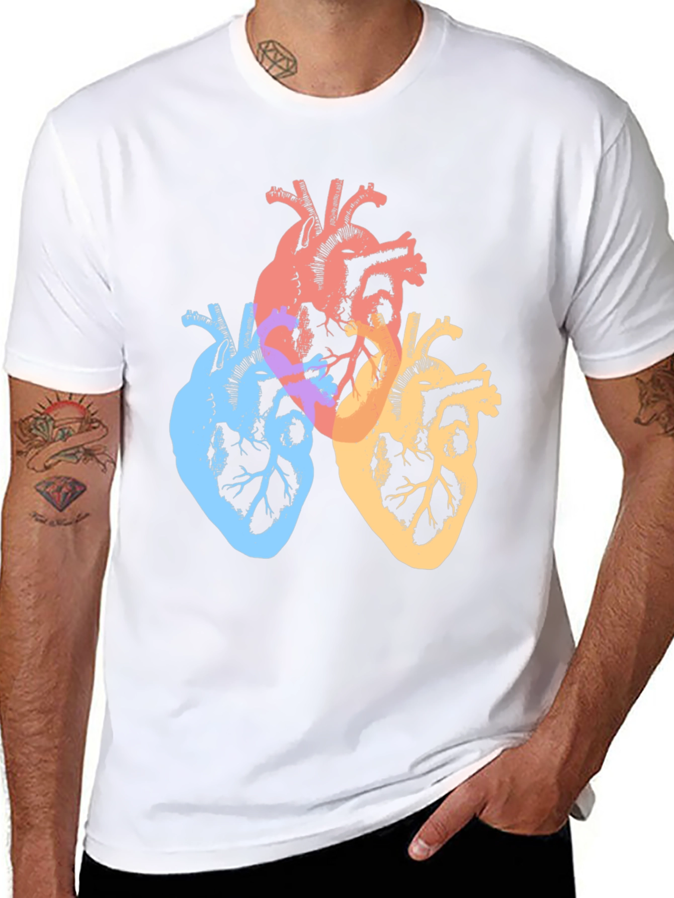 Black Colorful Anatomical Hearts Graphic Tee - Black view 8
