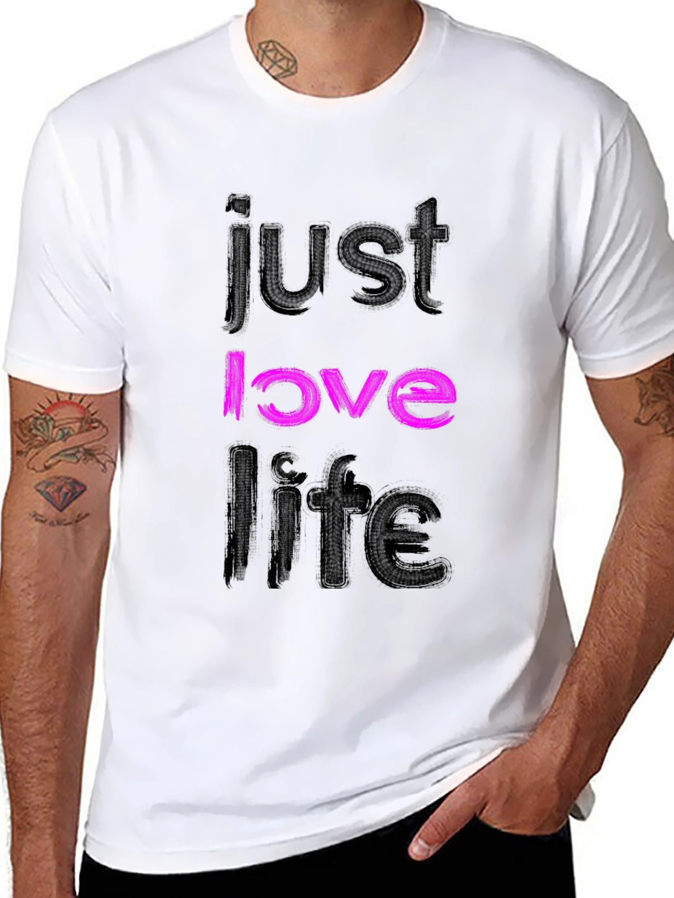 Black Just Love Life Black Graphic Tee view 8