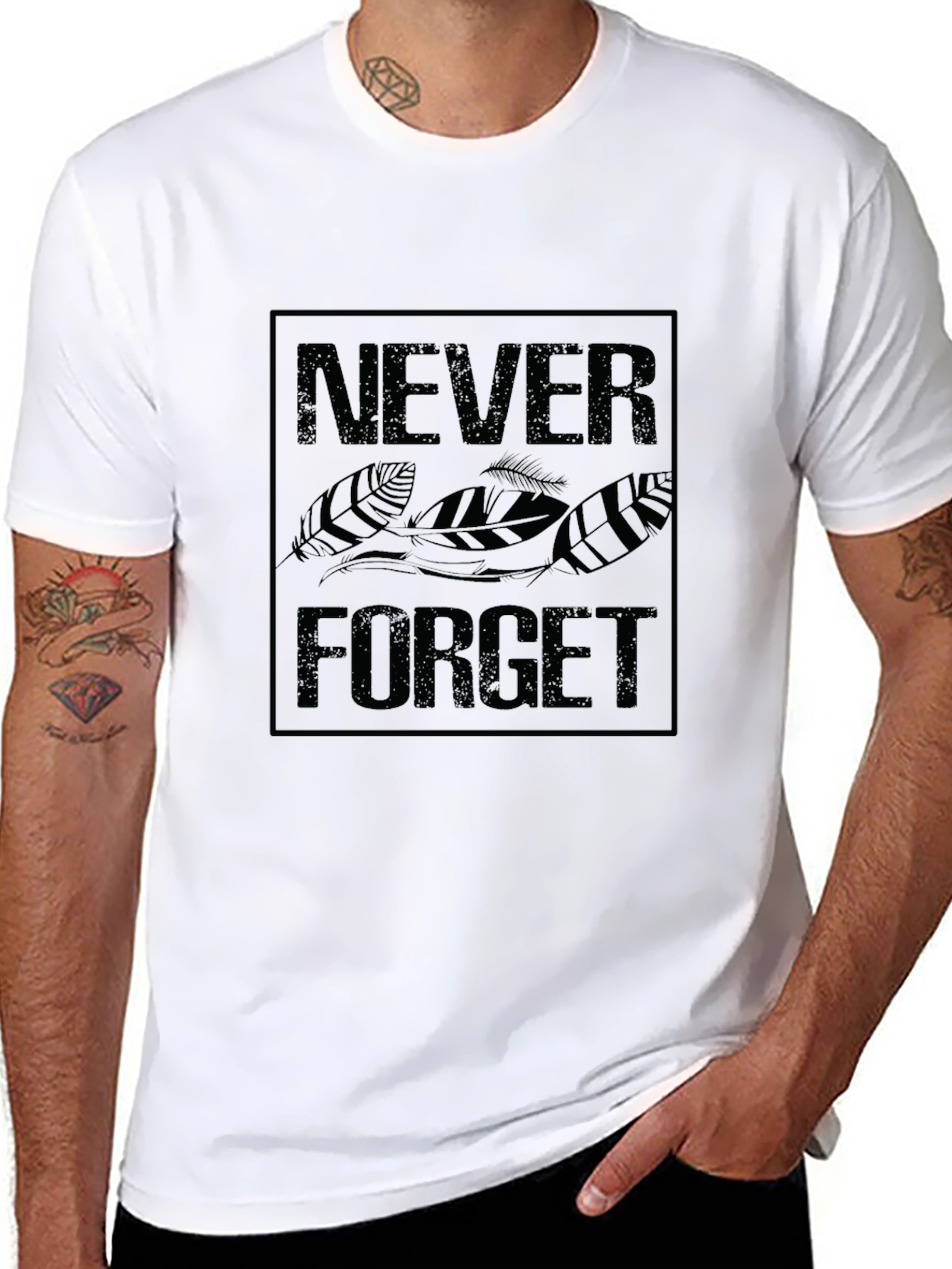 Black Never Forget Graphic Tee - Black Cotton T-Shirt view 8
