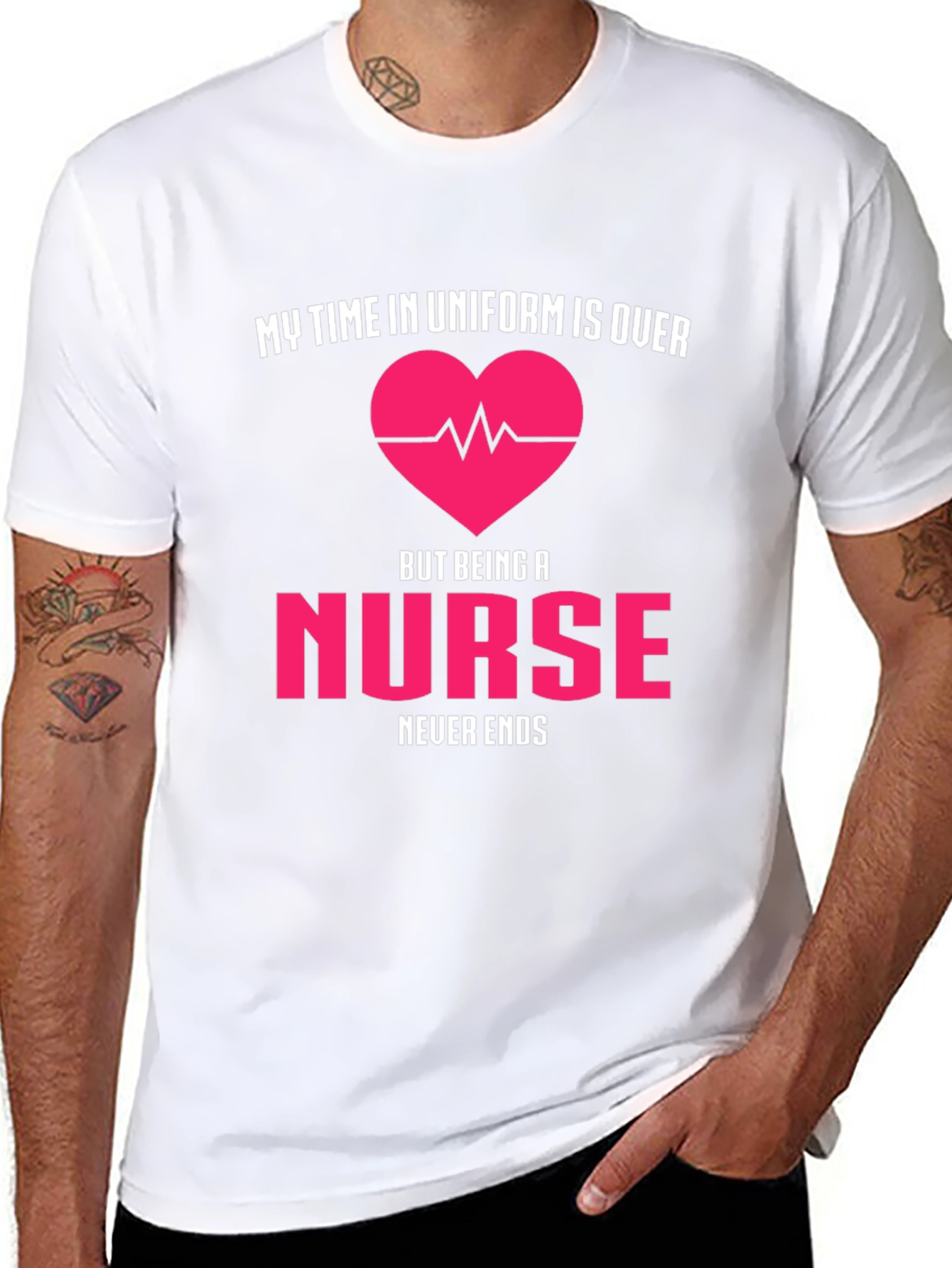 Black Retired Nurse T-Shirt - My Time in Uniform is Over view 8