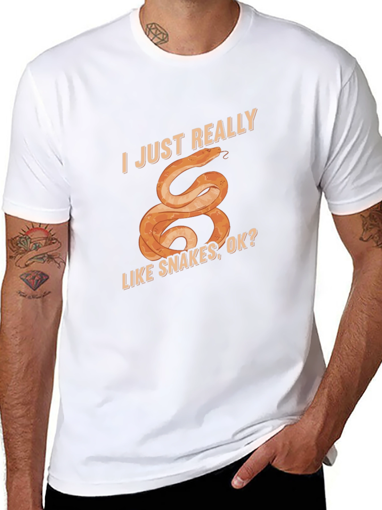 Black I Just Really Like Snakes T-Shirt, Fun Graphic Tee view 8