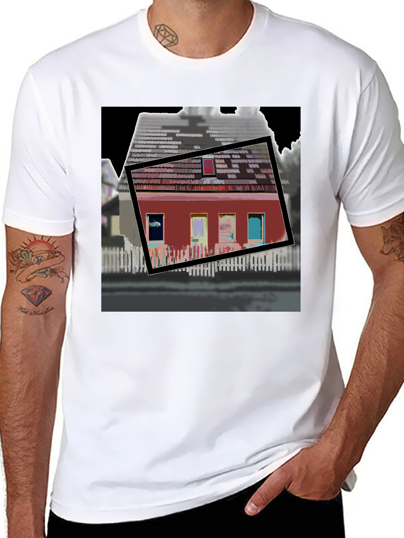 Black Modern House Graphic T-Shirt view 8