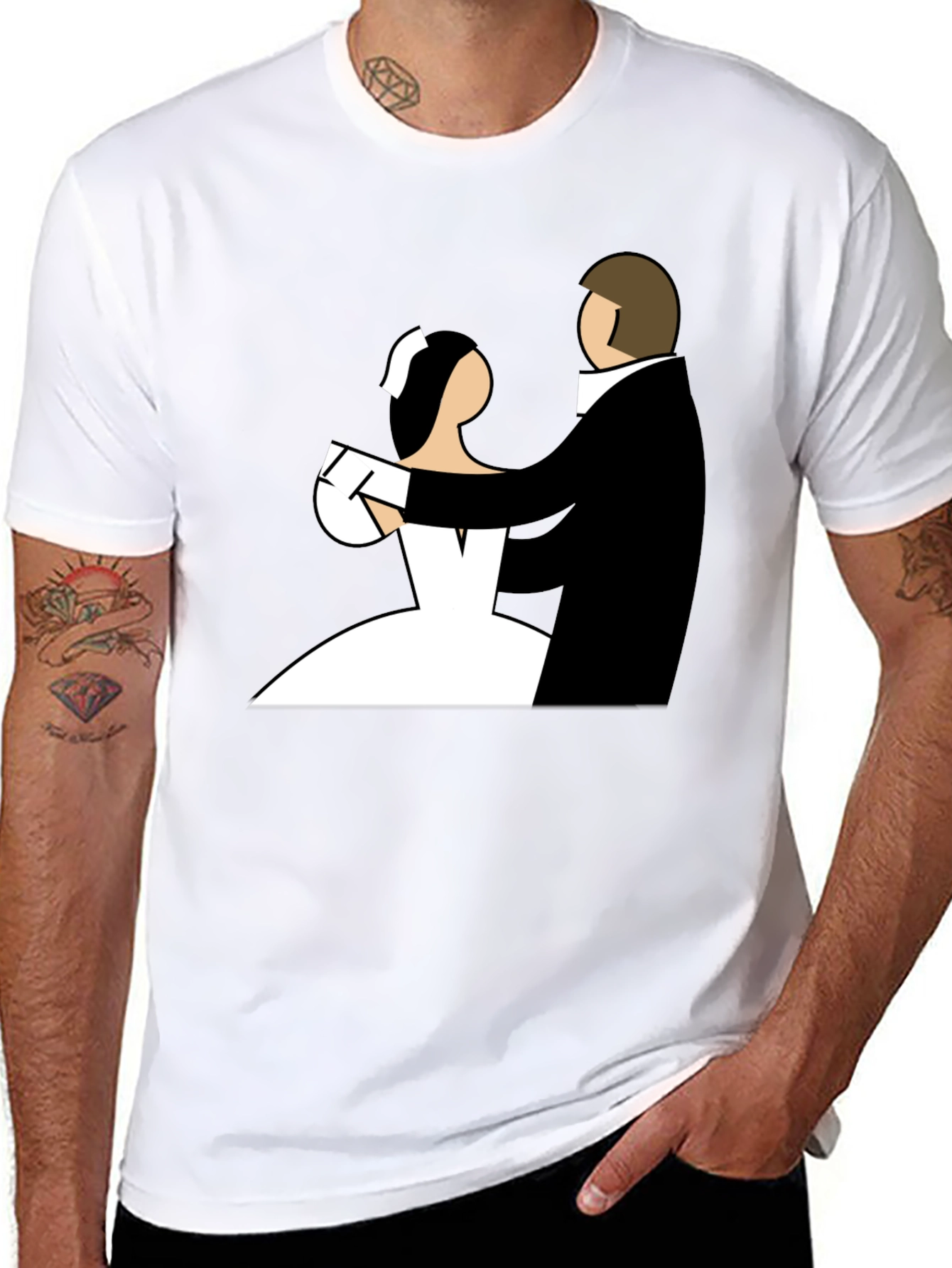 Black Wedding Dance Graphic Tee - Black Cotton T-Shirt view 8