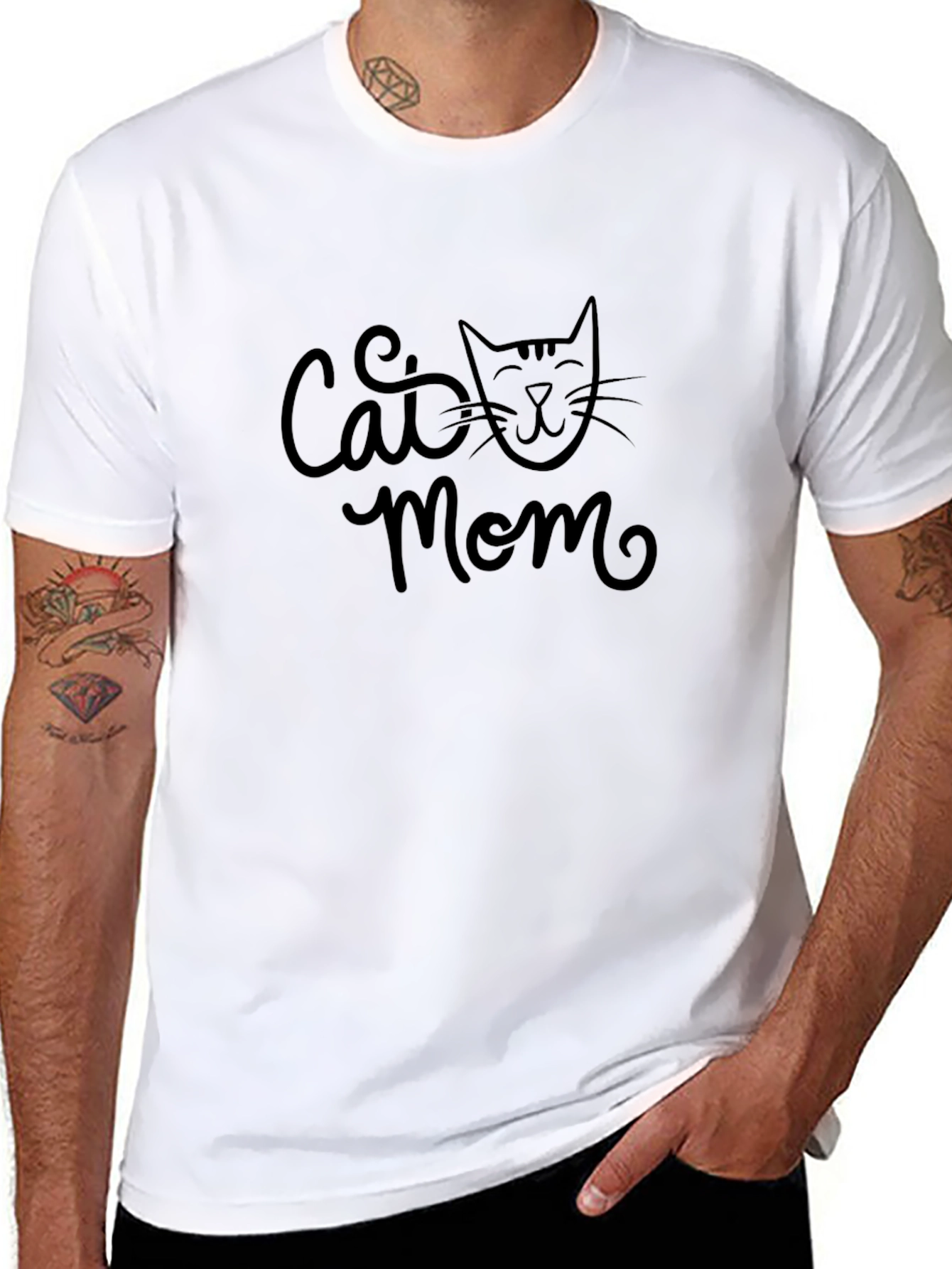Black Cat Mom Graphic Tee - Black Unisex T-Shirt view 8