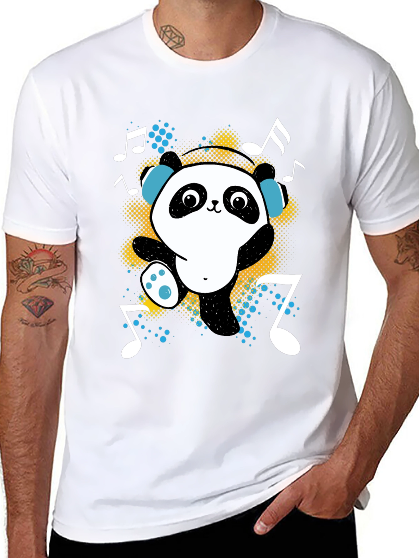 Black Dancing Panda Graphic Tee - Black Cotton T-Shirt view 8