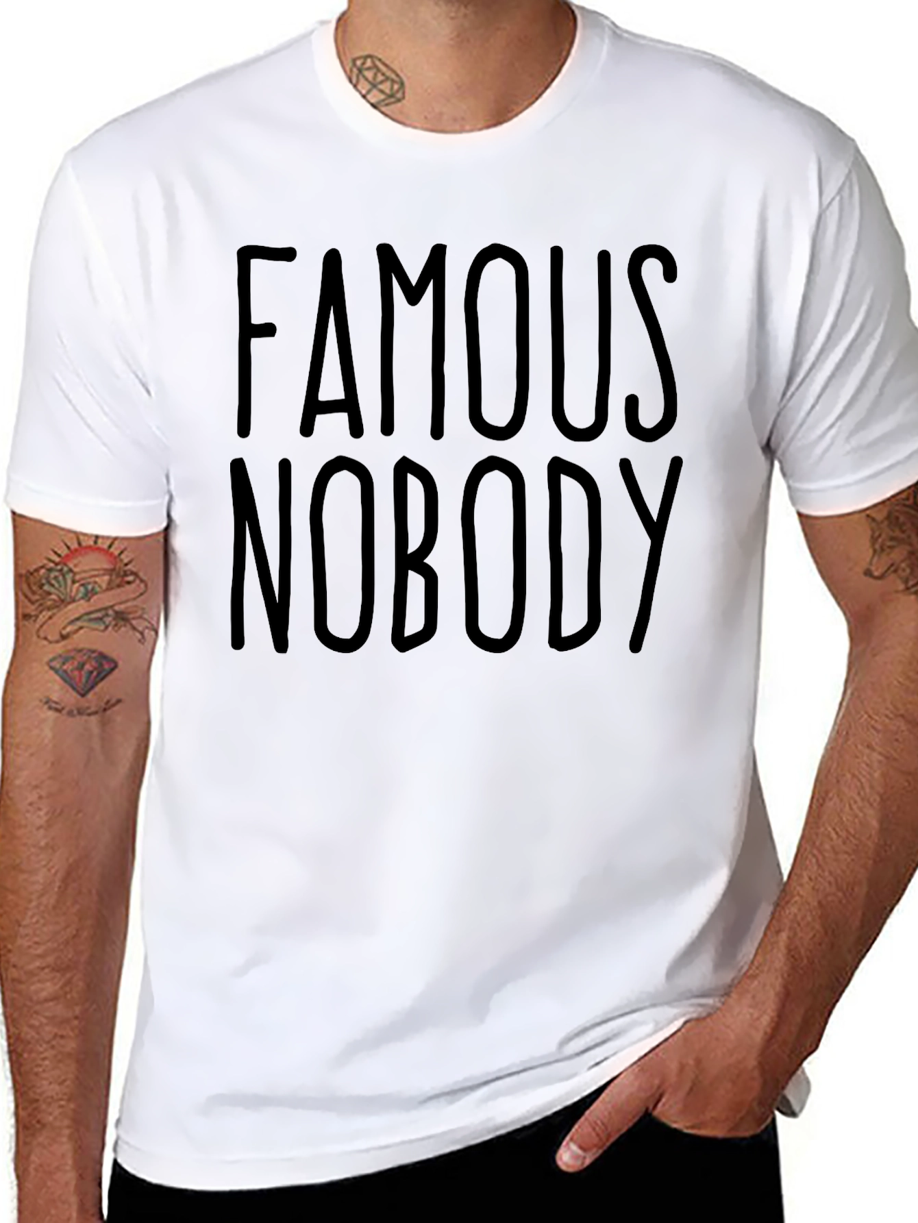 Black Famous Nobody Black Graphic Tee view 8