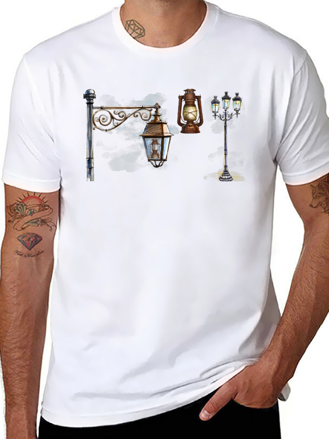 Black Vintage Lantern T-Shirt - Black view 8