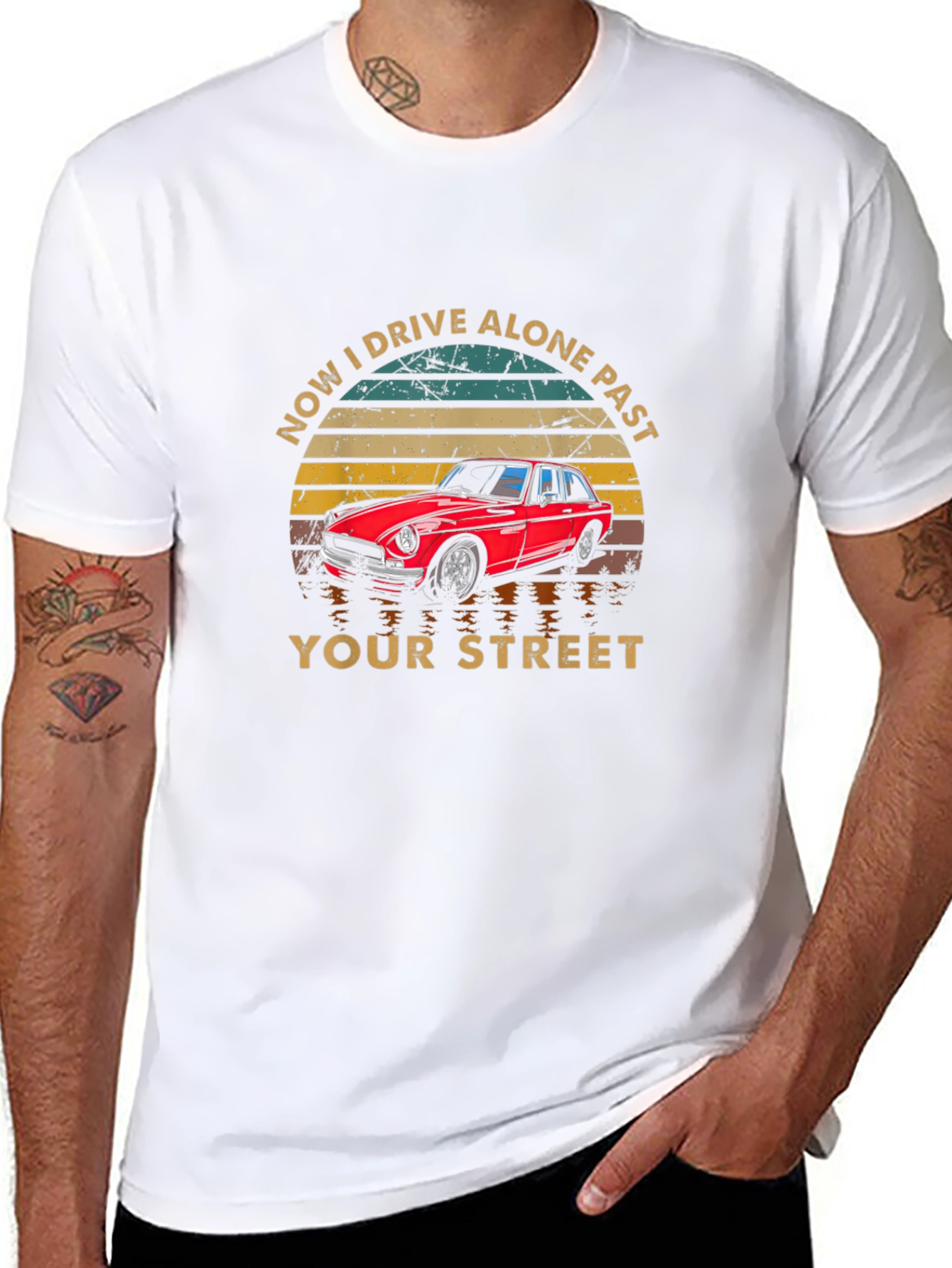 Black Drive Alone Past Your Street Graphic T-Shirt view 8