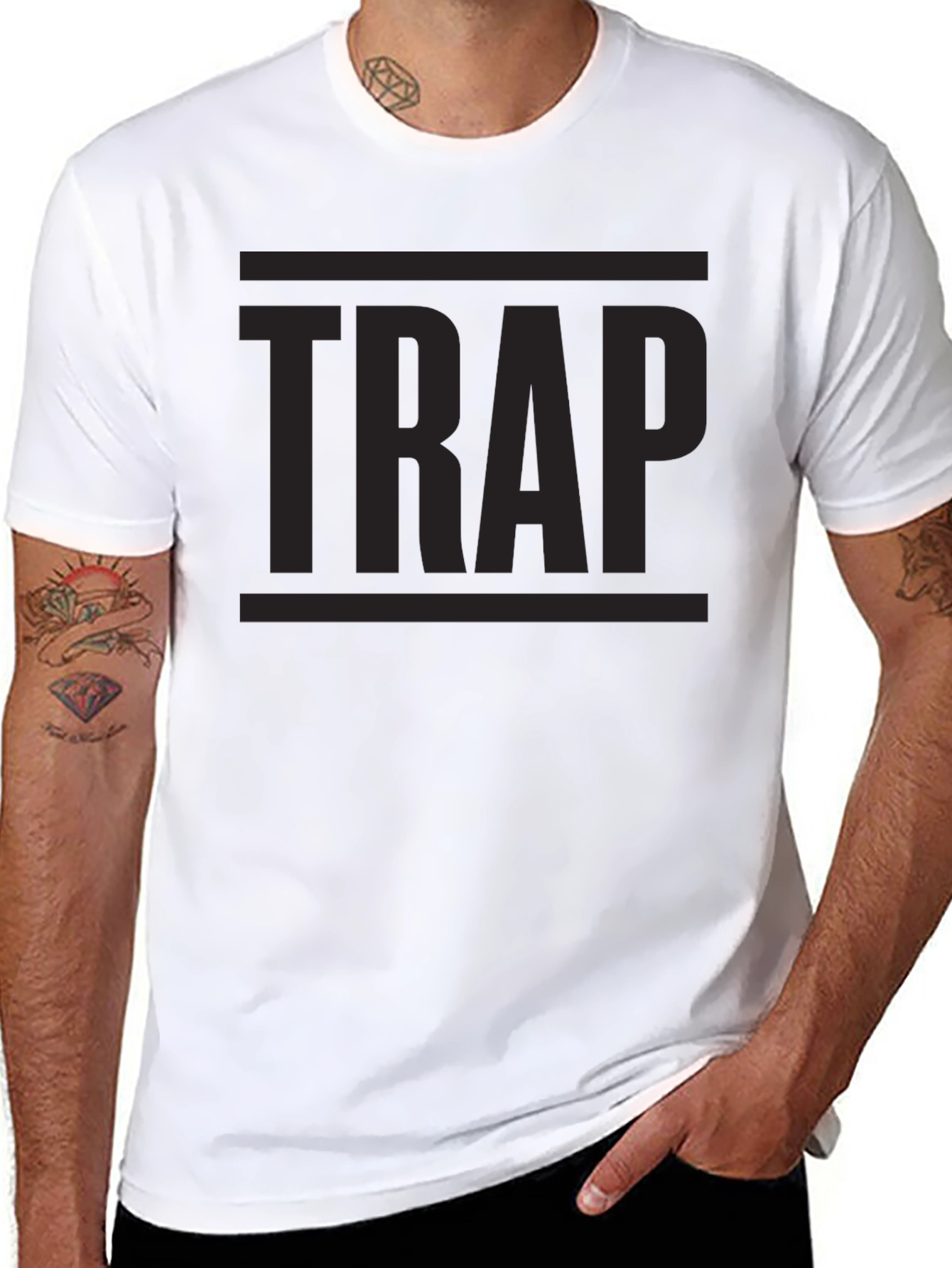 Black TRAP Graphic Tee - Urban Style Black T-Shirt view 8