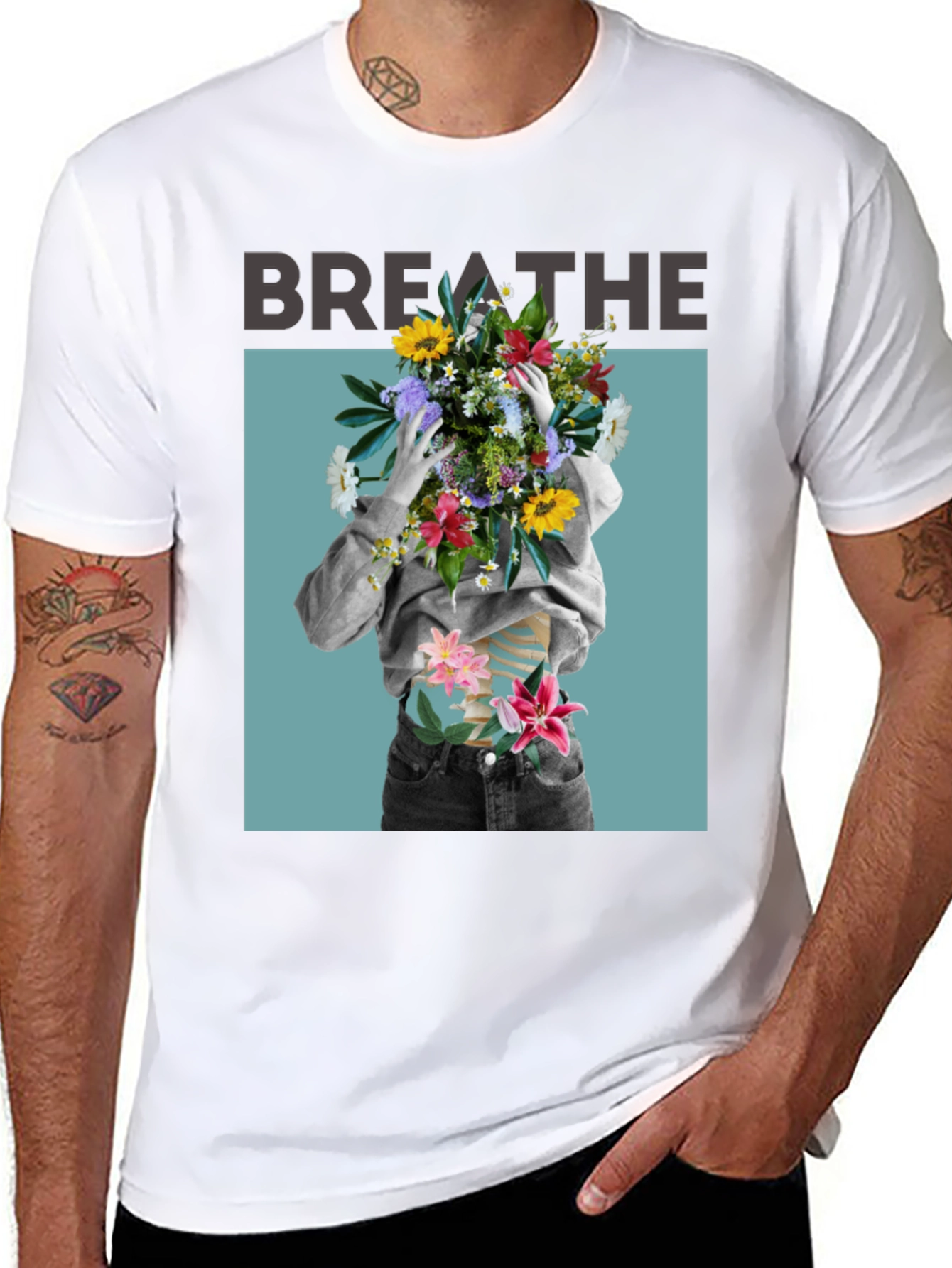 Black Breathe Floral Graphic Black T-Shirt view 8