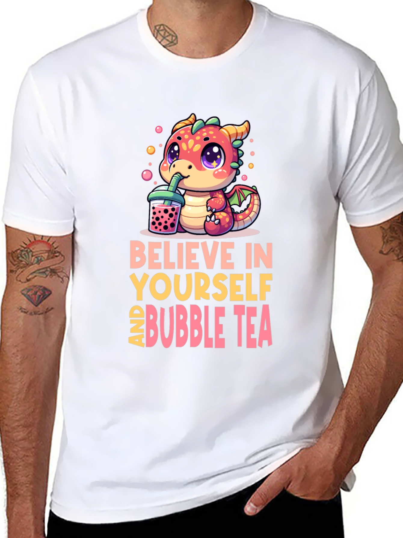 Black Believe In Yourself & Bubble Tea T-Shirt view 8