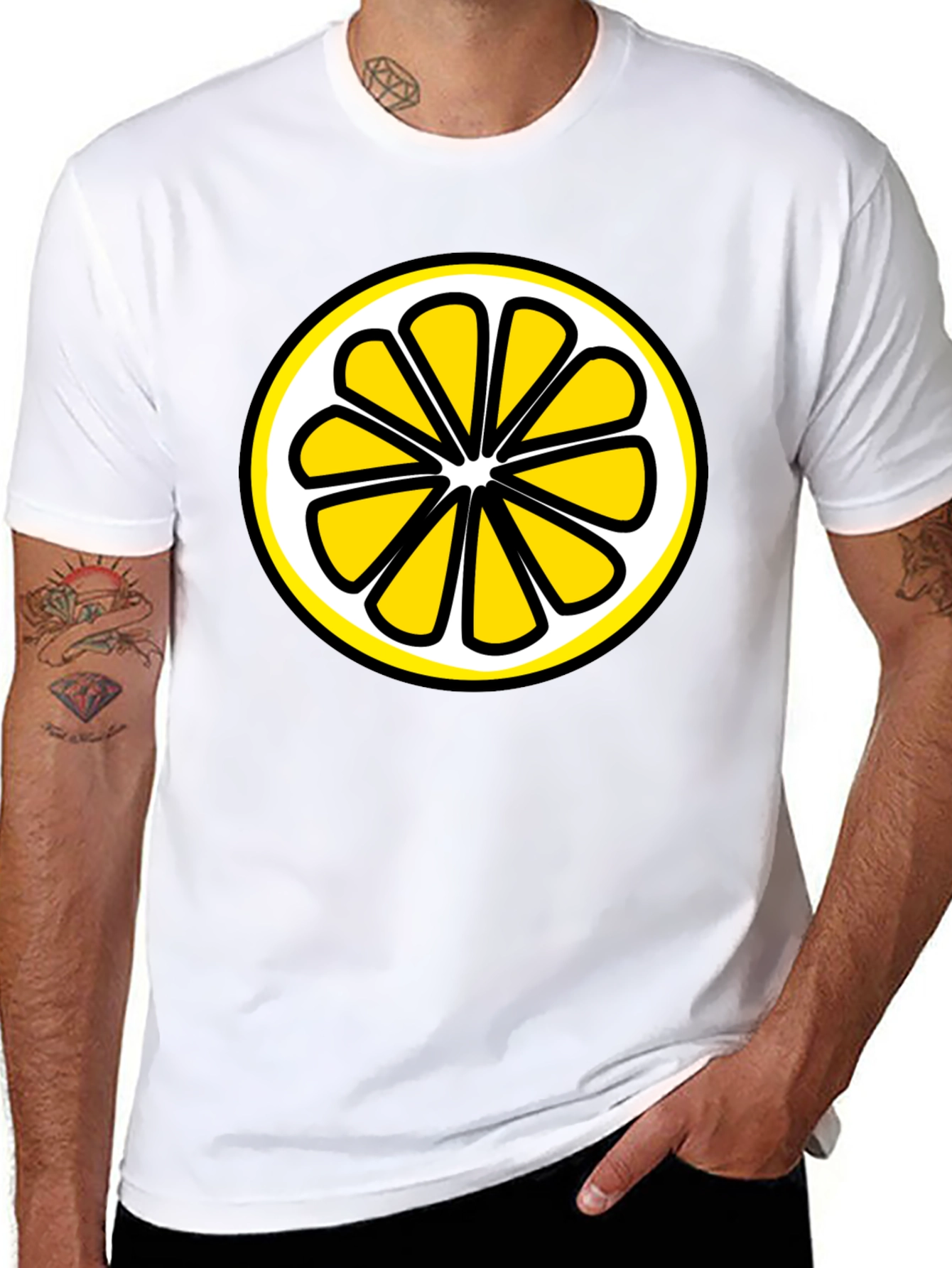 Black Lemon Slice Graphic T-Shirt - Black Cotton Tee view 8