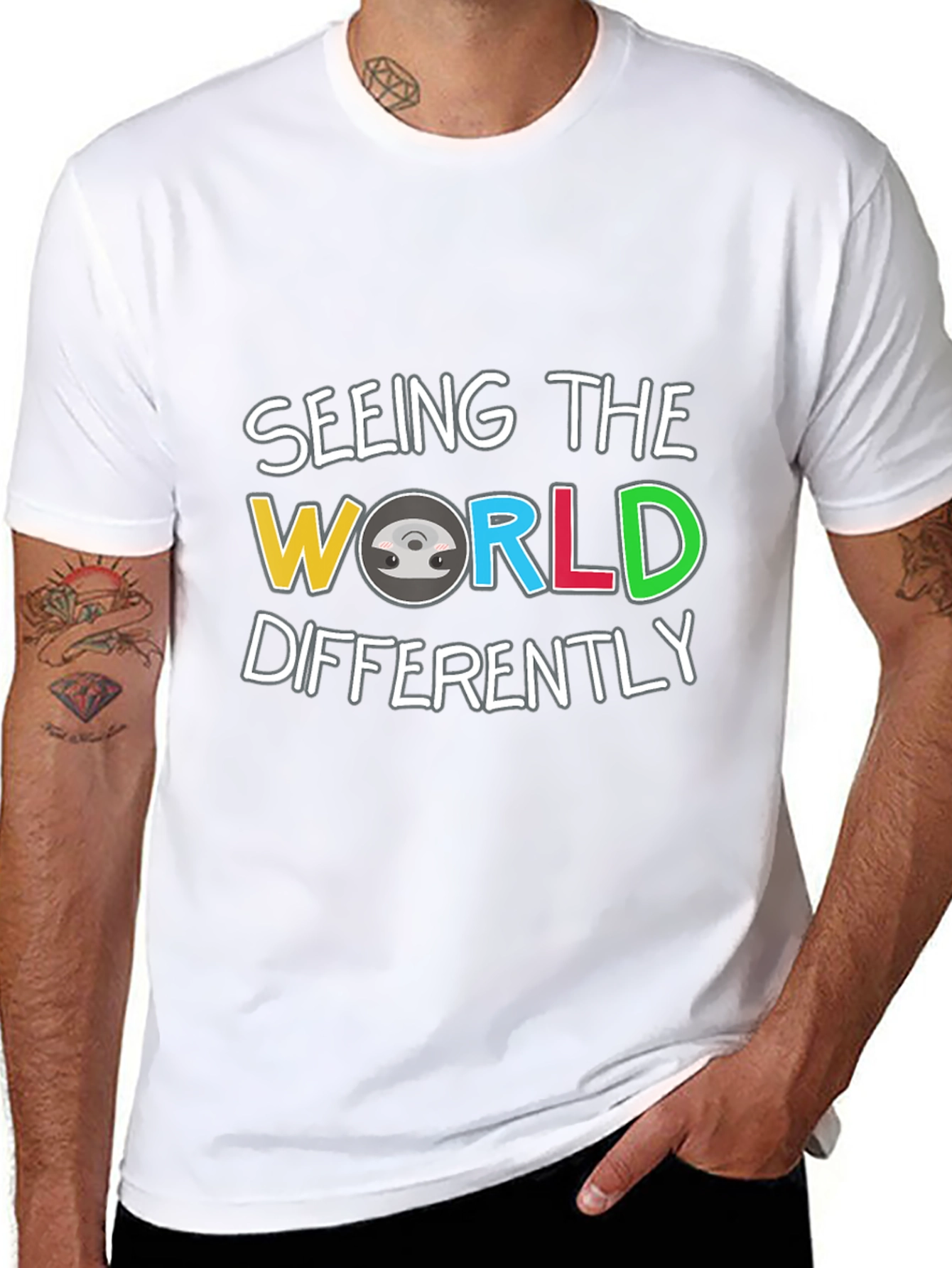 Black Seeing The World Differently T-Shirt view 8