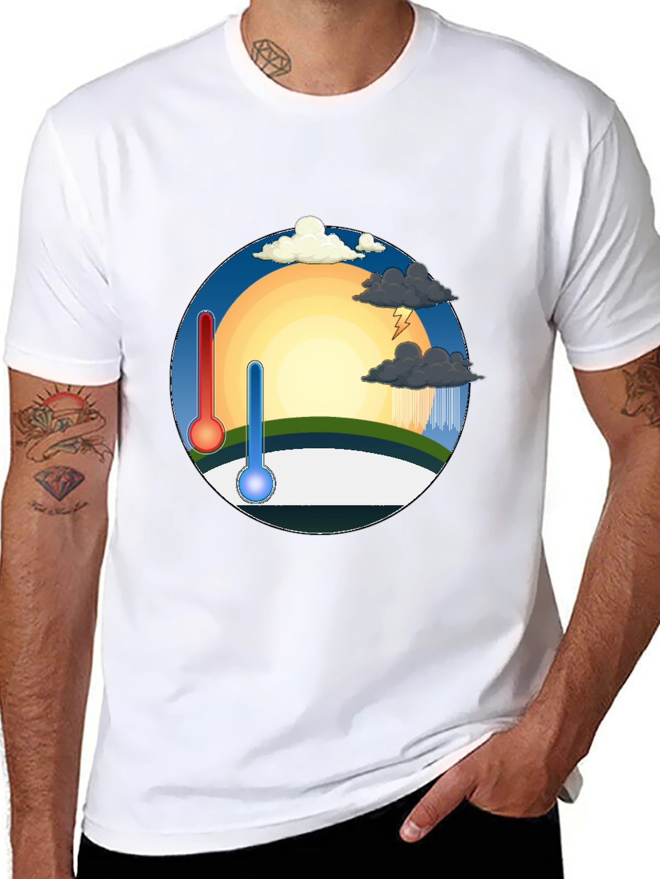 Black Climate Change T-Shirt - Hot & Cold Weather Tee view 8
