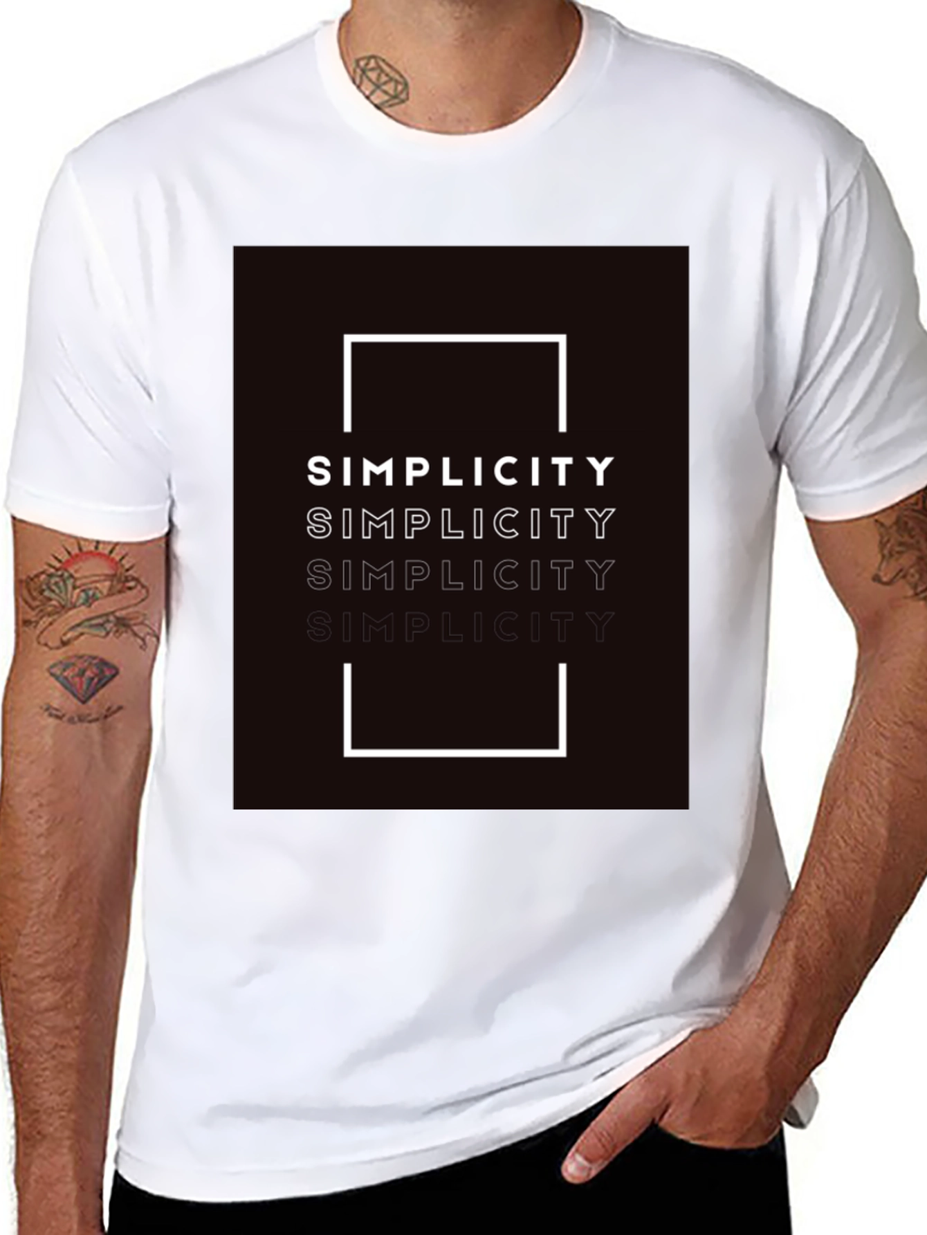 Black Simplicity Graphic Print Black T-Shirt view 8
